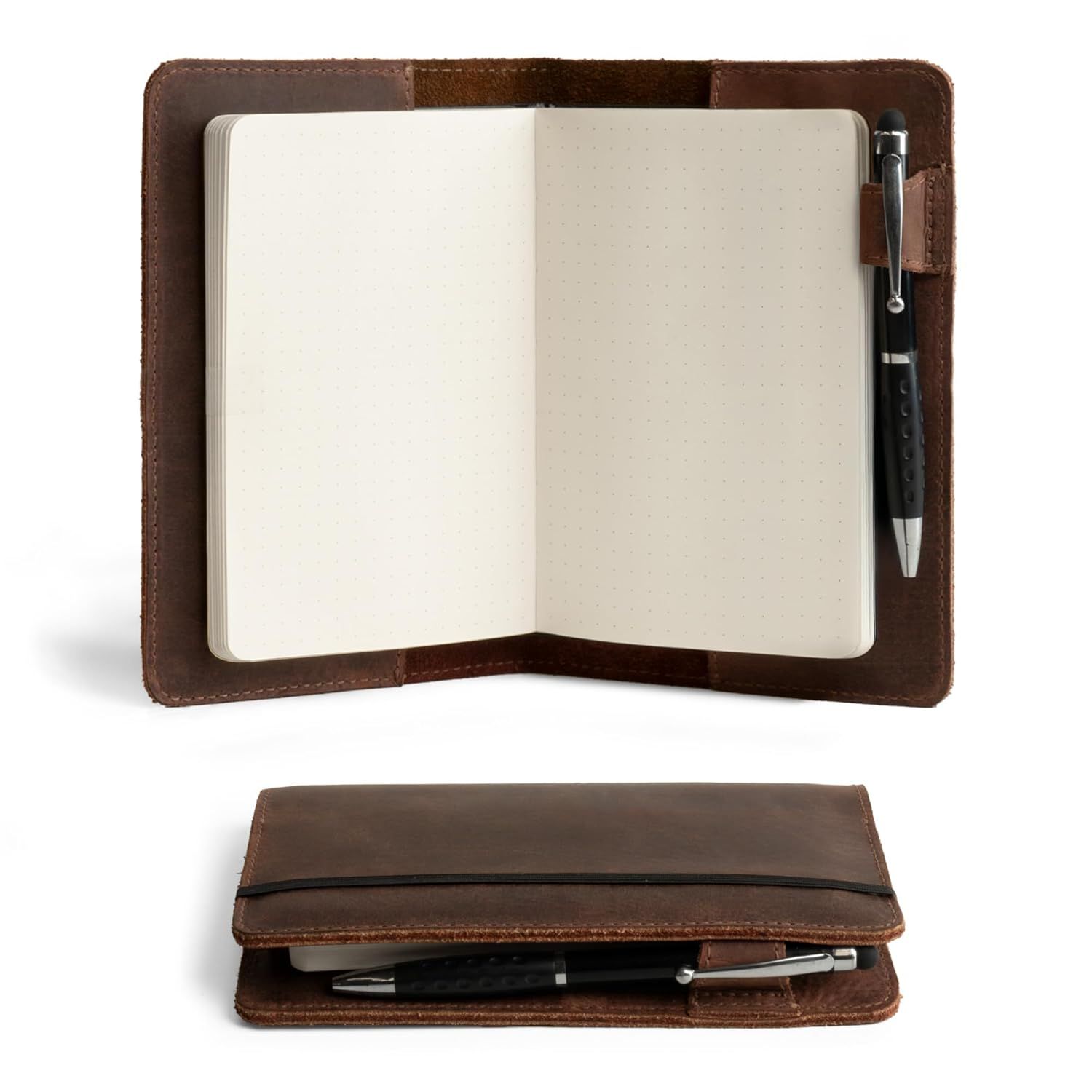 Hide & Drink, Rustic Cover for Leuchtturm A6 Hardcover Notebook (3.6 X 5.9 In. Notebook Not Included) Full Grain Leather, Handmade, Bourbon Brown image number 4