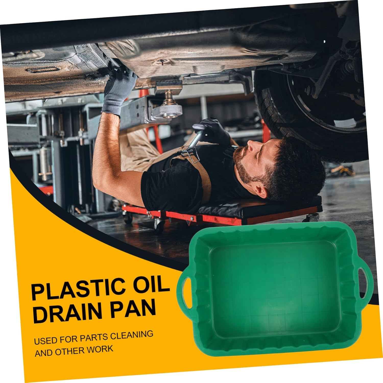 BESTYASH Thickened Plastic Oil Drain Pan and Waste Engine Collector, Large Capacity Drip and Storage Pan for Car Maintenance and Repair, Sturdy Engine Fluid Tray Suitable for Garage Use image number 2