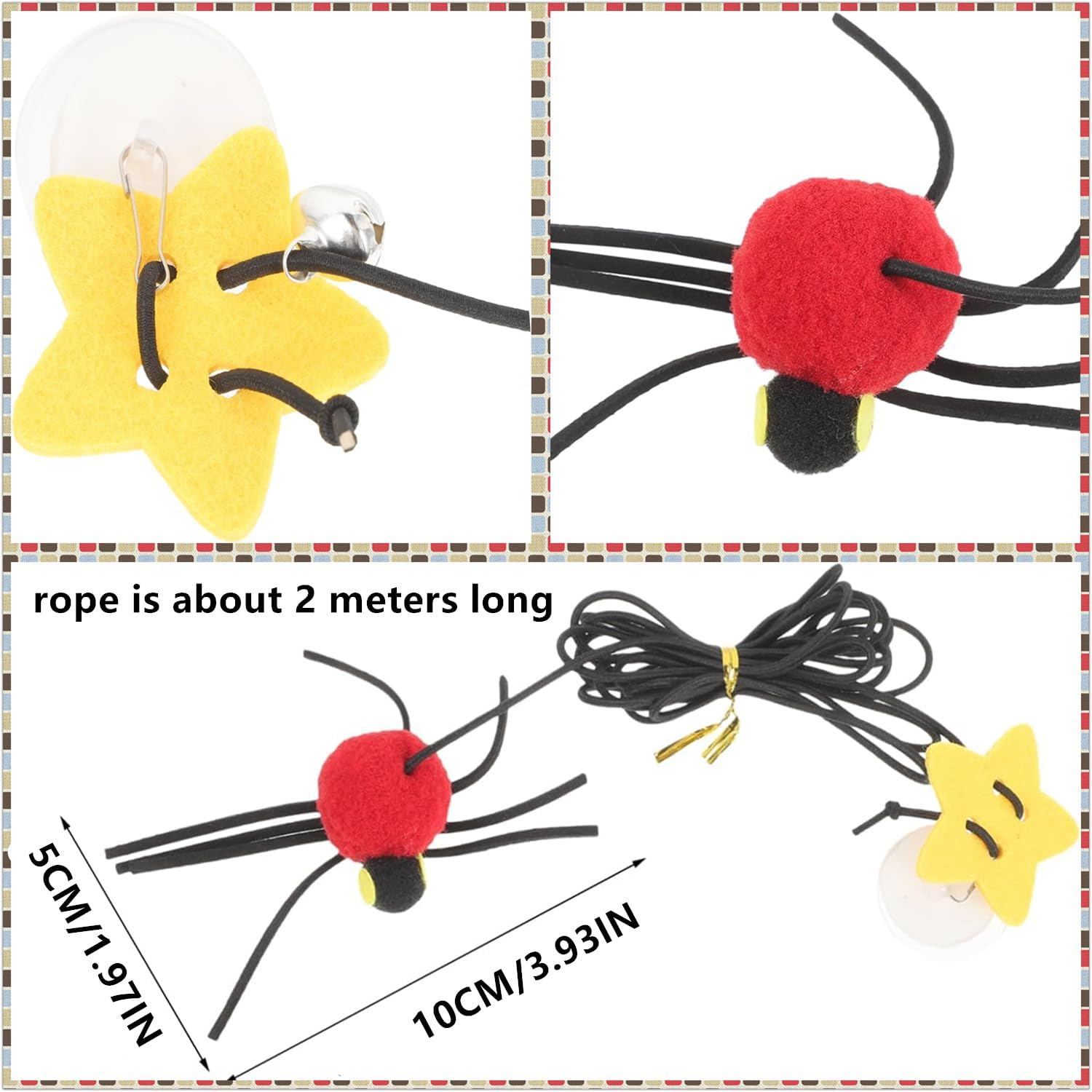 Lyfengdeam 6 PCS Hanging Door Cat Spider Toys,Interactive Cat Toys for Indoor Cats Kitten,Cat Toys with Retractable Rope and Bell,For Small Breeds,For Hunting,Exercise,Boredom Elimination image number 1