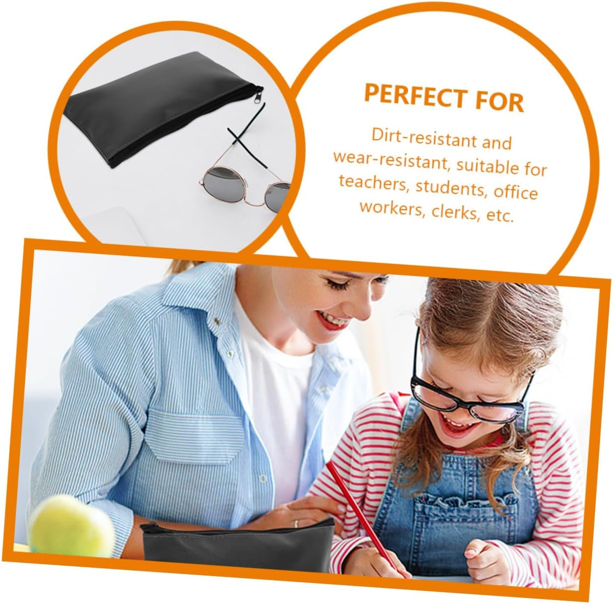 TOYZFRIENDY 2Pcs Leather Document Bag Portable File Organizer for Men Zippered Cash and Receipt Pouches in Black and Blue Lightweight Office and Travel Storage