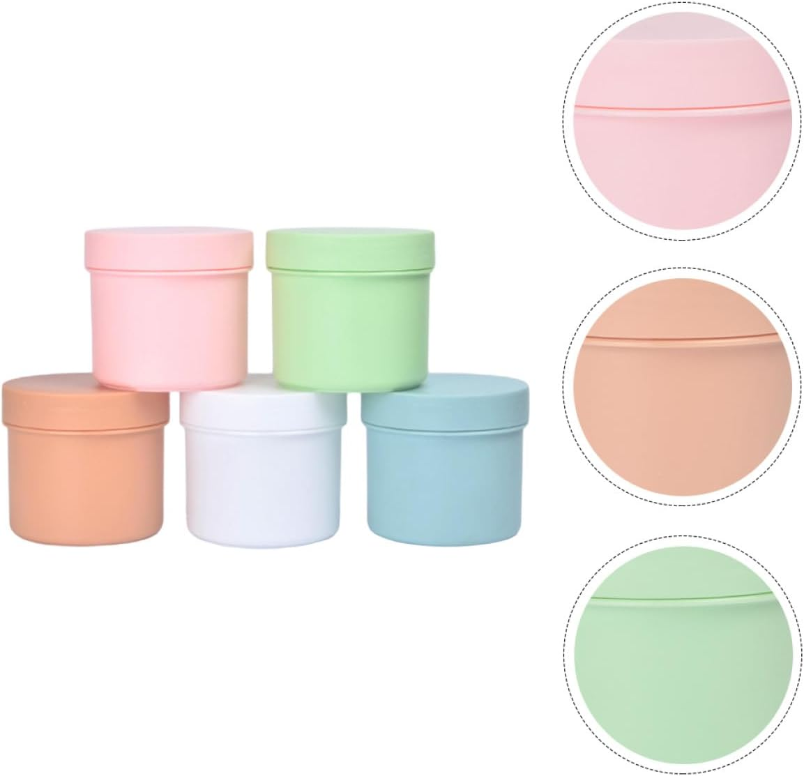 VOSAREA 5Pcs 150G Frosted Plastic Cosmetic Jars Set with Lids, Small Travel Containers for Creams, Makeup Samples, Face Mask Powder Storage, Multi-Color Refillable Skincare Jars For image number 1