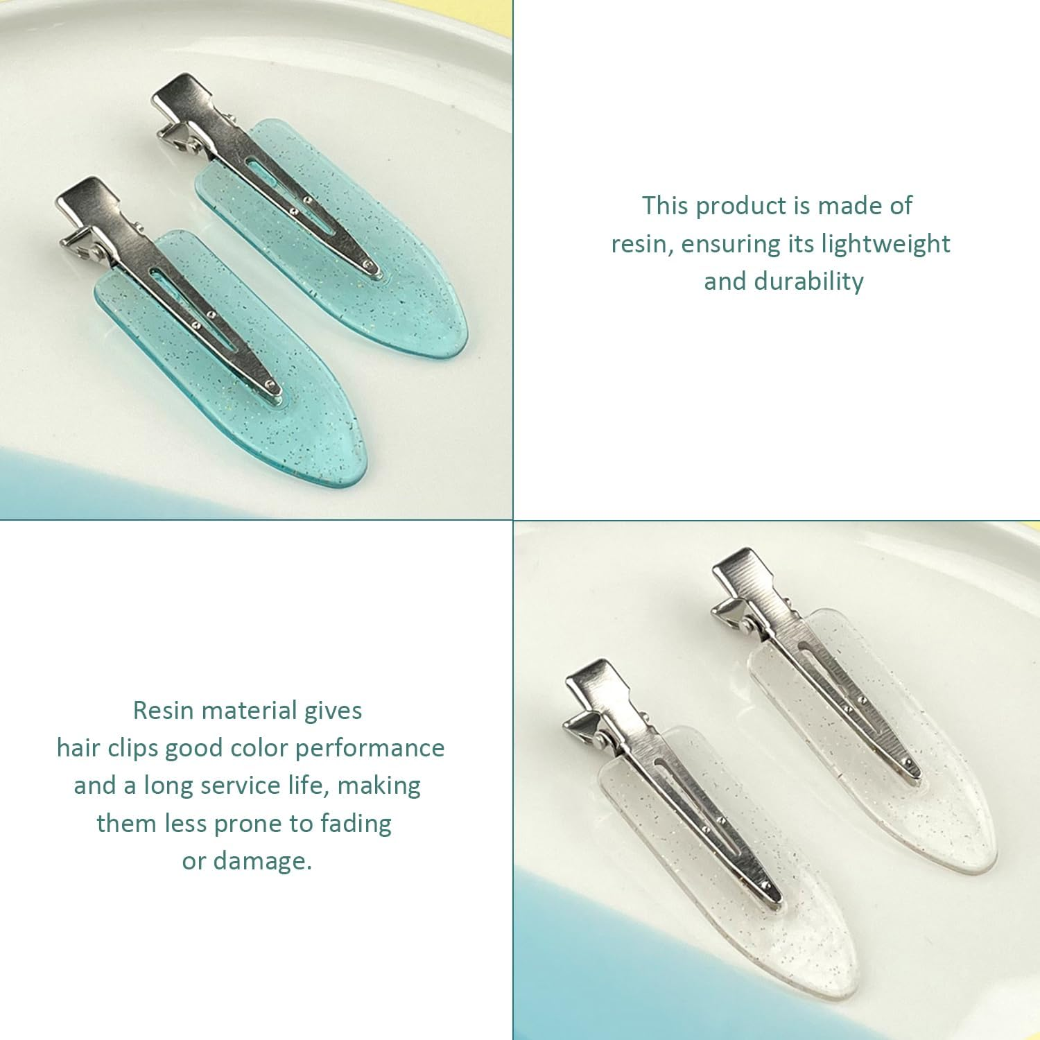 Pack of 20 Colourful Hair Clips, Transparent Glitter Hair Clips, Cartoon Cute Clips, Candy Colour Bang Clips, Simple Girls' Hair Clips, Hairstyle Decorations. image number 3