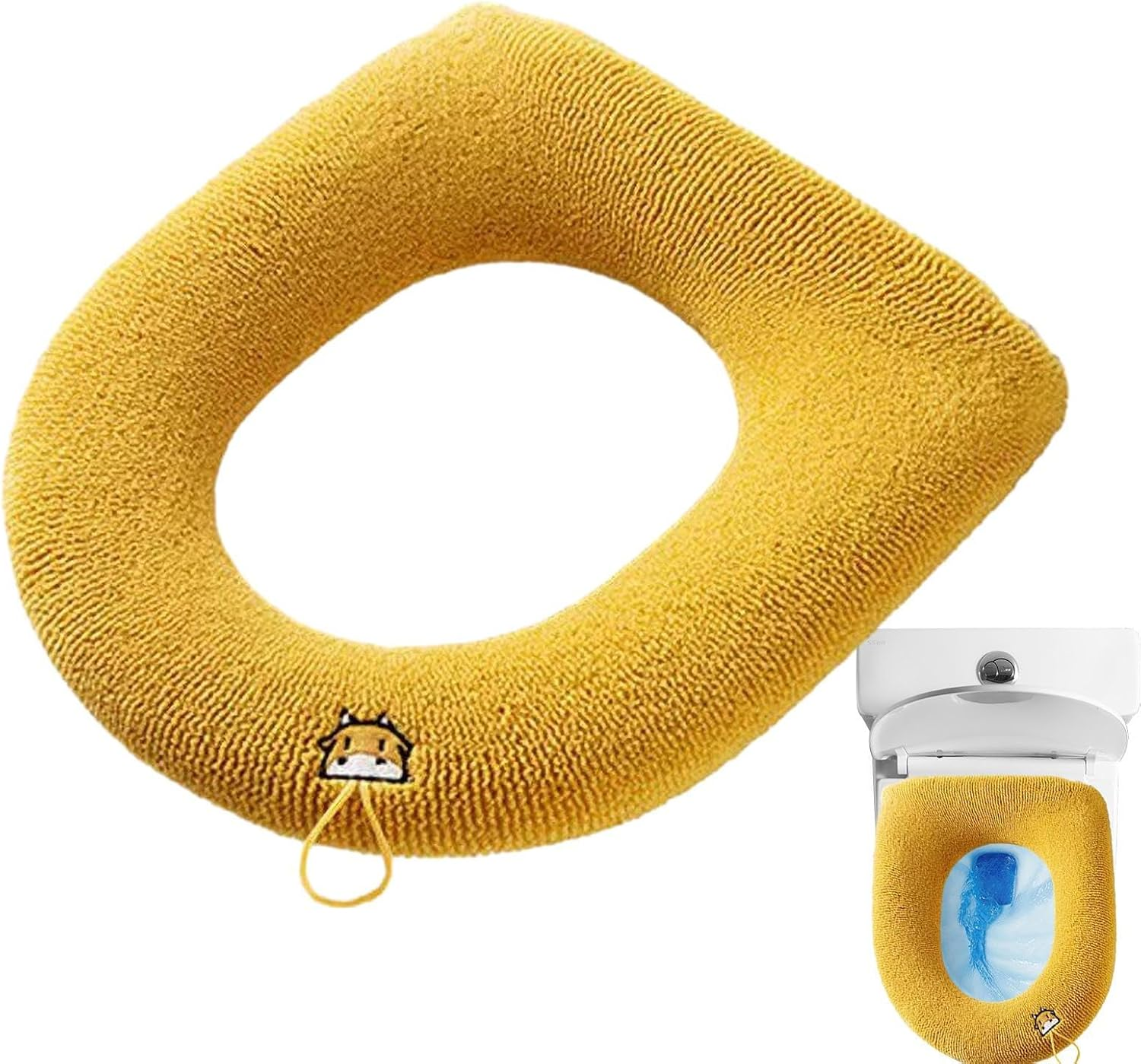 Toilet Seat Covers for Warmth | Bathroom Soft Thicker Warmer with Lifter,Stretchable Washable Fabric, Easy Installation Soft Warmer Cushion for Use Pochy