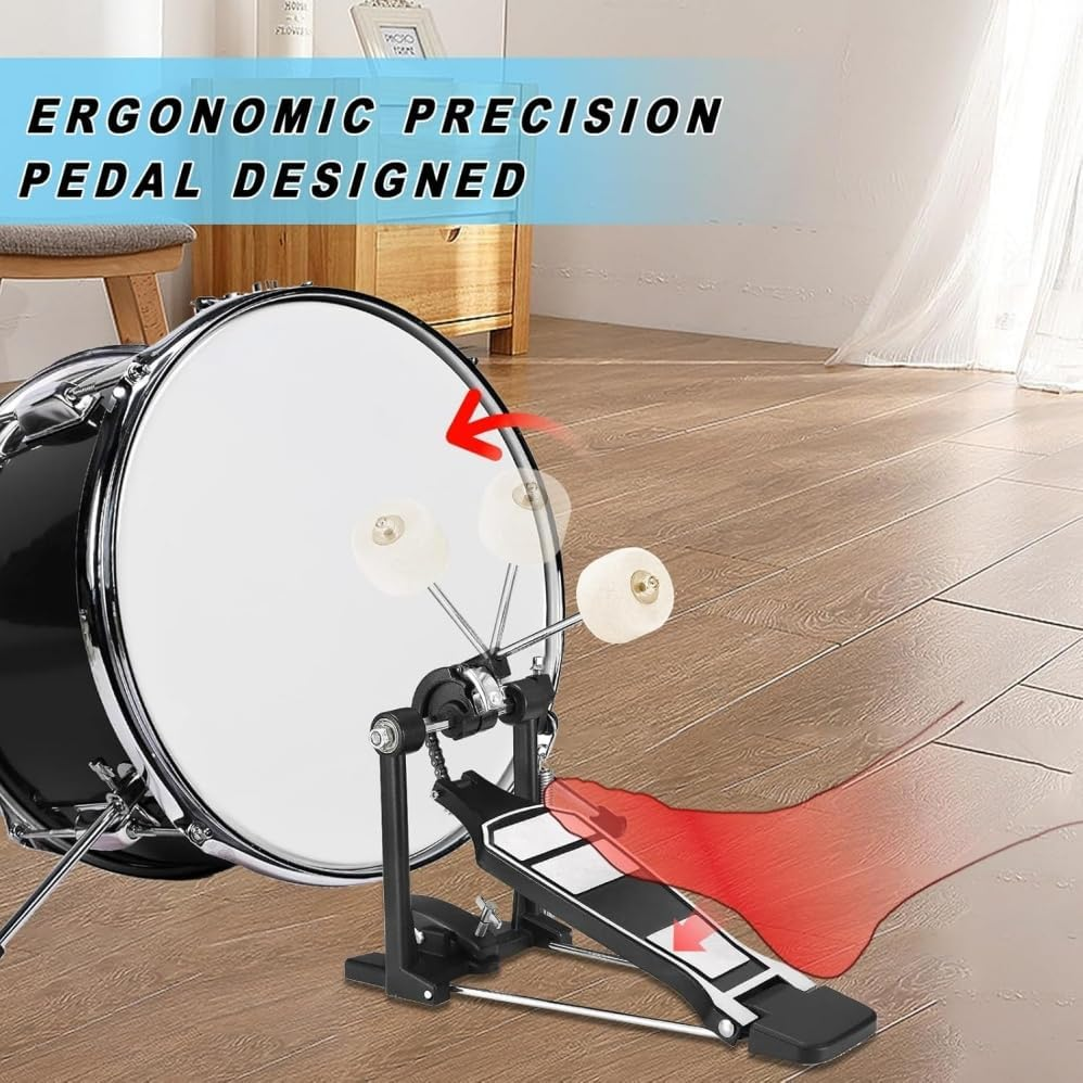 Bass Drum Pedal Hammer,Kick Drum Pedal with Hammer,Single Bass Drum Pedal Come with Classic Felt Beater Stick & Drum Key for Drum Set Instrument,Drum Kit Pedals Heavy Duty Single Bass Drum Pedal image number 2