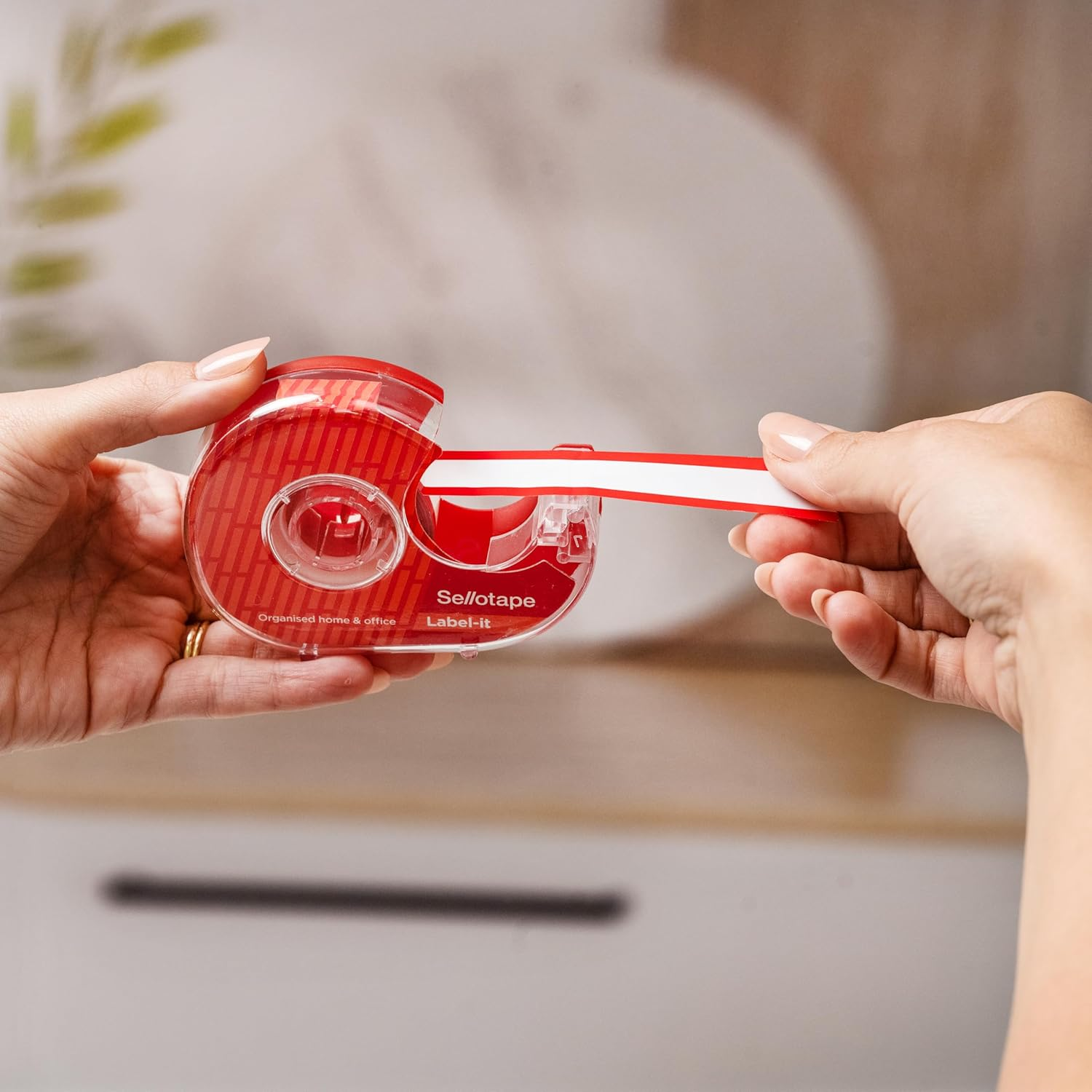 Sellotape Label Tape with Dispenser, Writable Surface for Custom Labels, Strong Adhesion, Freezer Dishwasher & Microwave Safe, Organising, Office & Kitchen Use, Includes 18Mm X 15M Roll (Pack of 2)