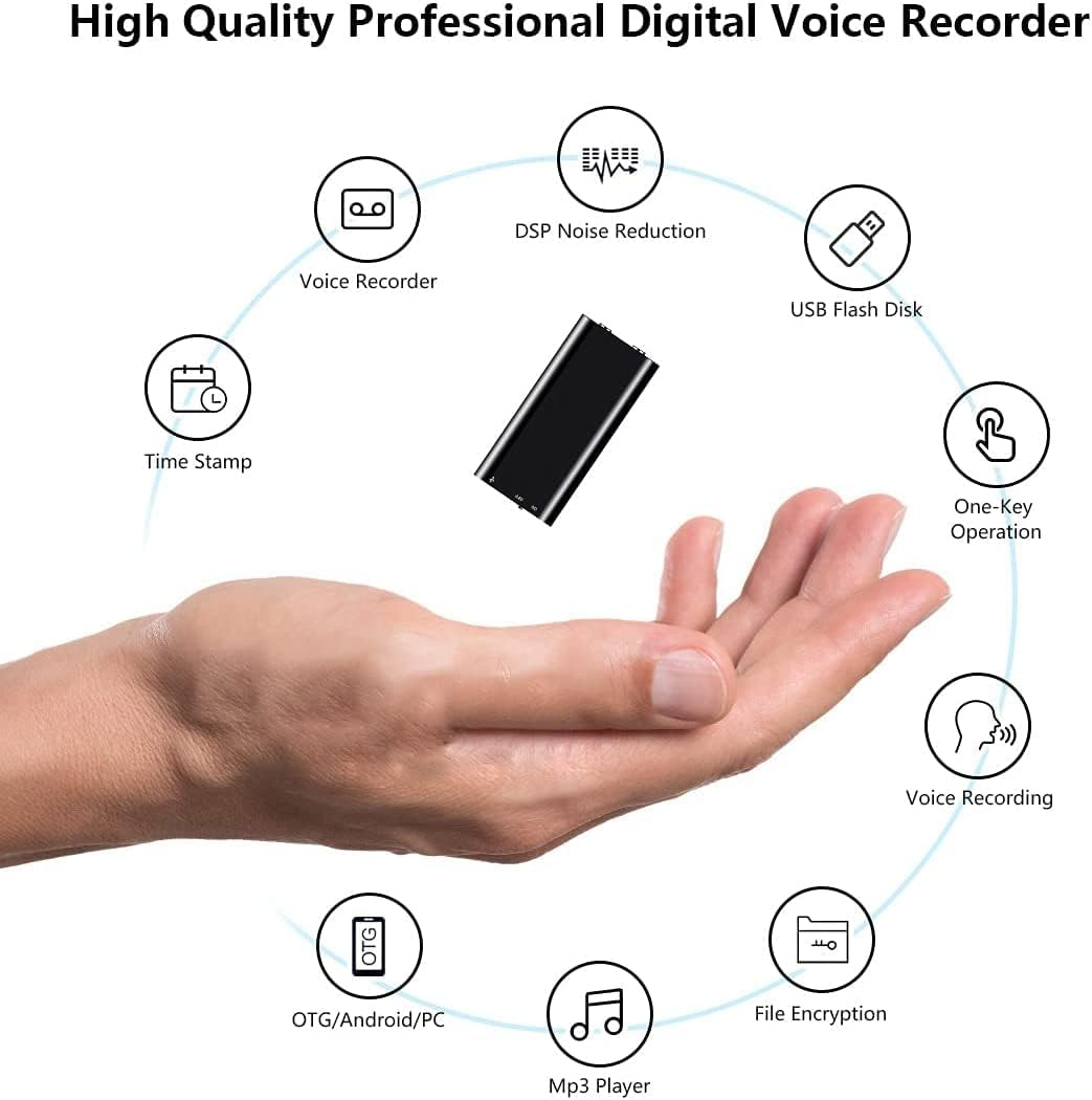 Voice Recorder, Mini Voice Activated Recorder, 4GB/8GB/16GB/32GB Super Long 800 Hours Recording Capacity, 365 Standby Battery, Audio Sound Recording Continuous Listening Device (Q2-8GB) image number 2