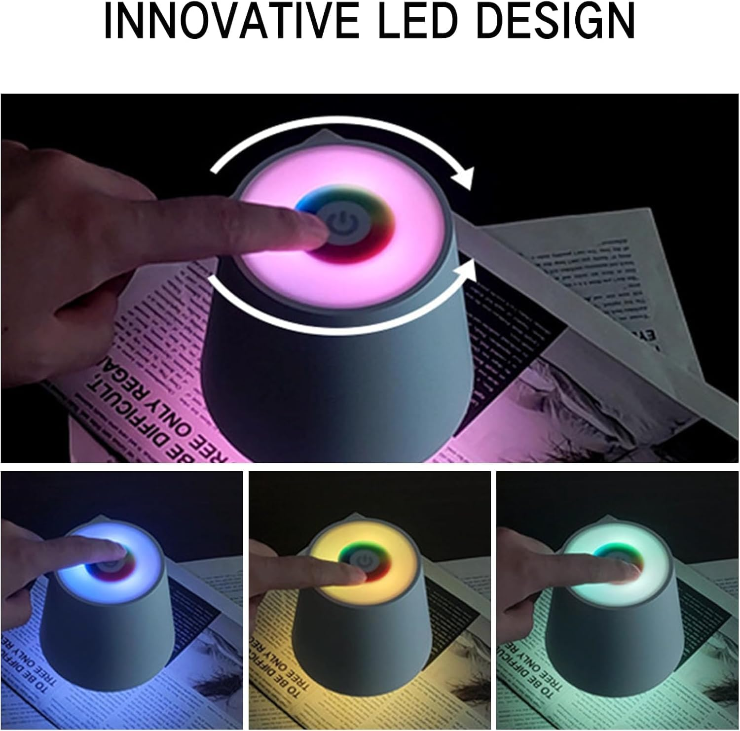 Wireless Bottle Lamp 2000Mah, RGB Mode & 3 Color Stepless Dimming Touch Table Lamp, Rechargeable Atmosphere Lamp for Bars, Cafes, Restaurants, Bedrooms, Outdoor Environments (Black, 1Pcs) image number 4