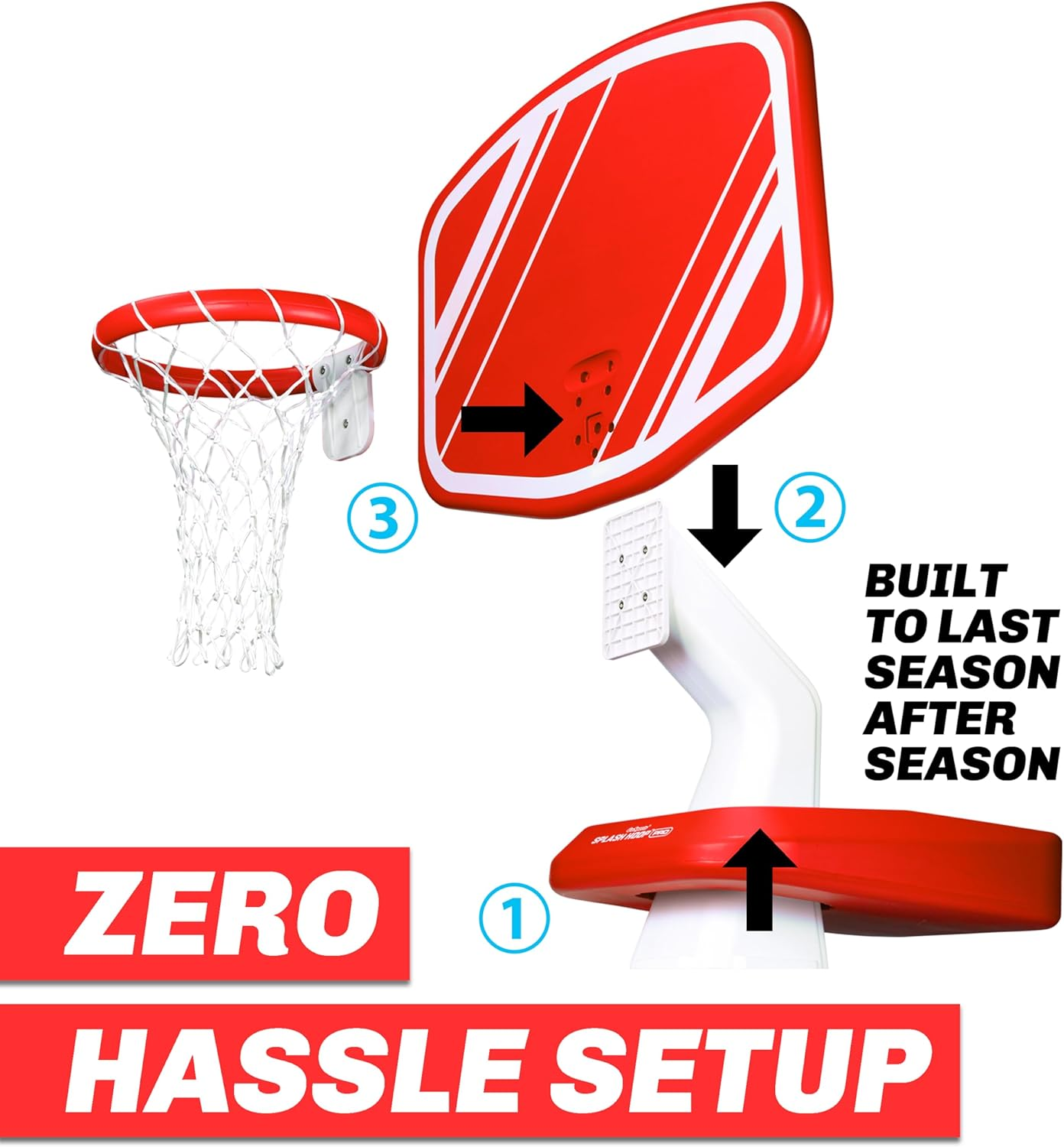 Gosports Splash Hoop Swimming Pool Basketball Game, Includes Poolside Water Basketball Hoop, 2 Balls and Pump &ndash; Choose Your Style image number 5