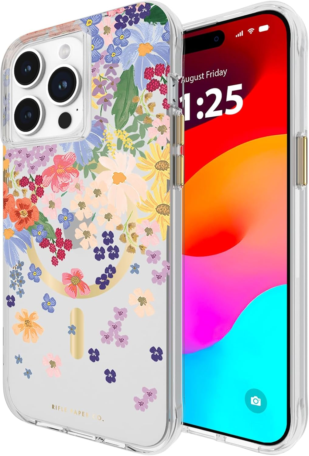 Rifle Paper Co. Iphone 15 Pro Max Case [Compatible with Magsafe] [12Ft Drop Protection] Cute Iphone Case 6.7" with Floral Pattern, Anti-Scratch Tech, Shockproof Material, Slim Fit - Petite Fleurs