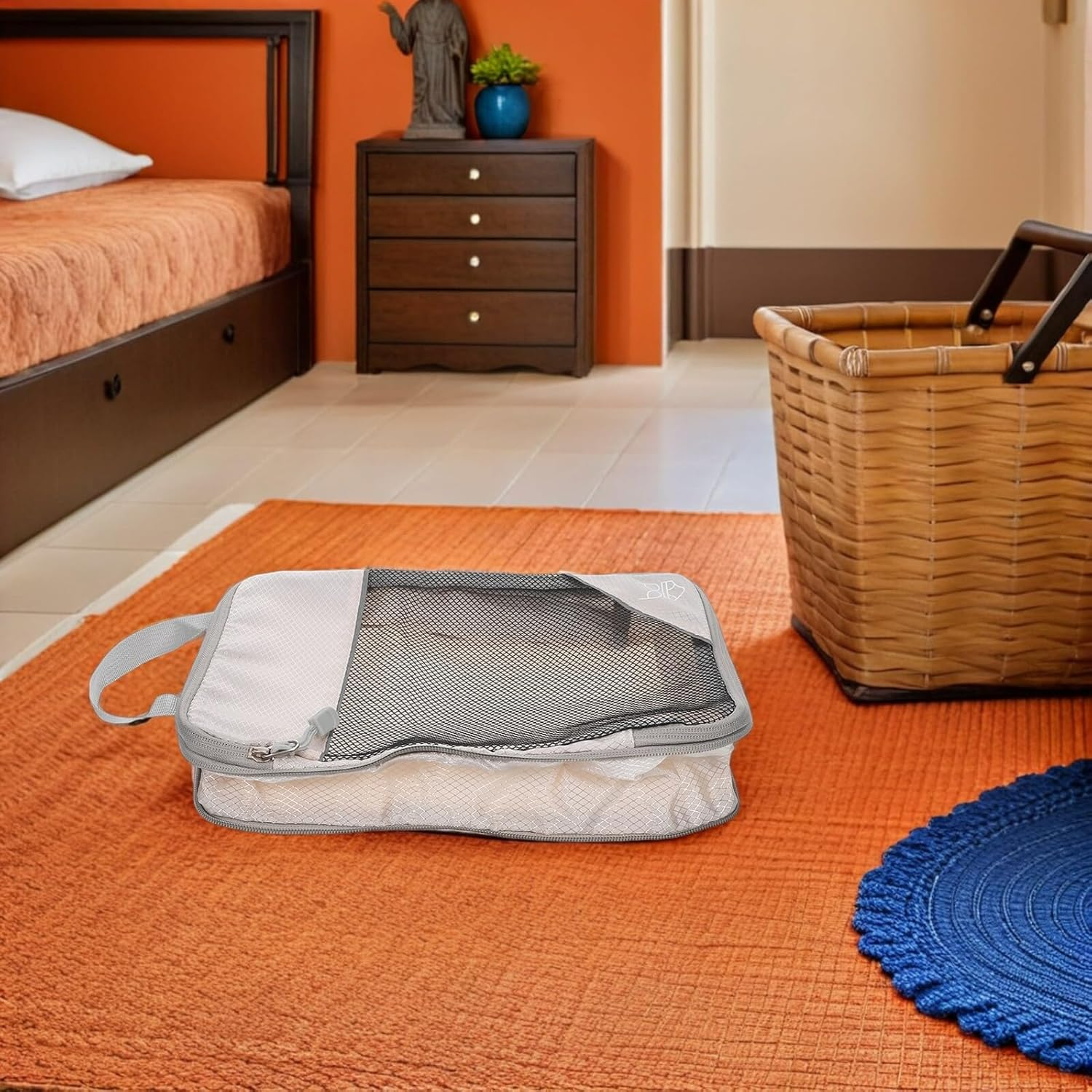 CTIRCHIU 3PCS Travel Packing Organizers Beige Compression Storage Bags for Efficient Suitcase Space Management Self-Compressing Luggage Organizer Cubes for Optimized Packing image number 3