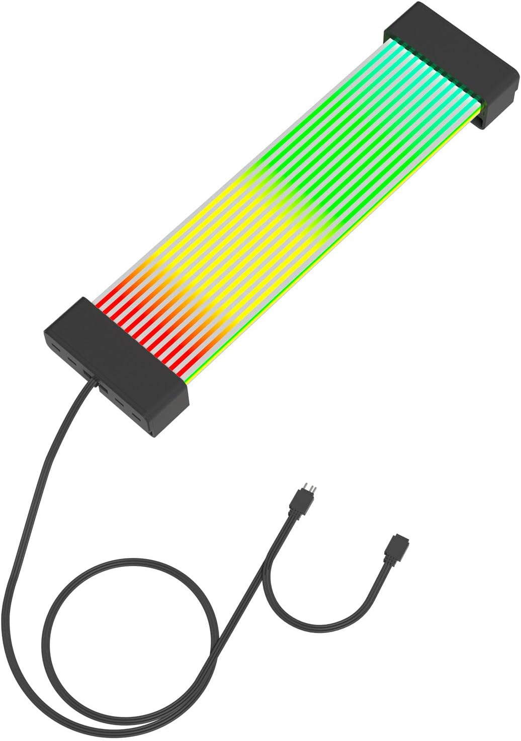 24 Pin to 24 Pin RGB GPU Cable, 205Mm Silicone Graphics Card RGB PSU Cables with 6 Wire Combs, 5V ARGB PC PSU Cables Graphics Card Power Supply Extension for Computer Case (White