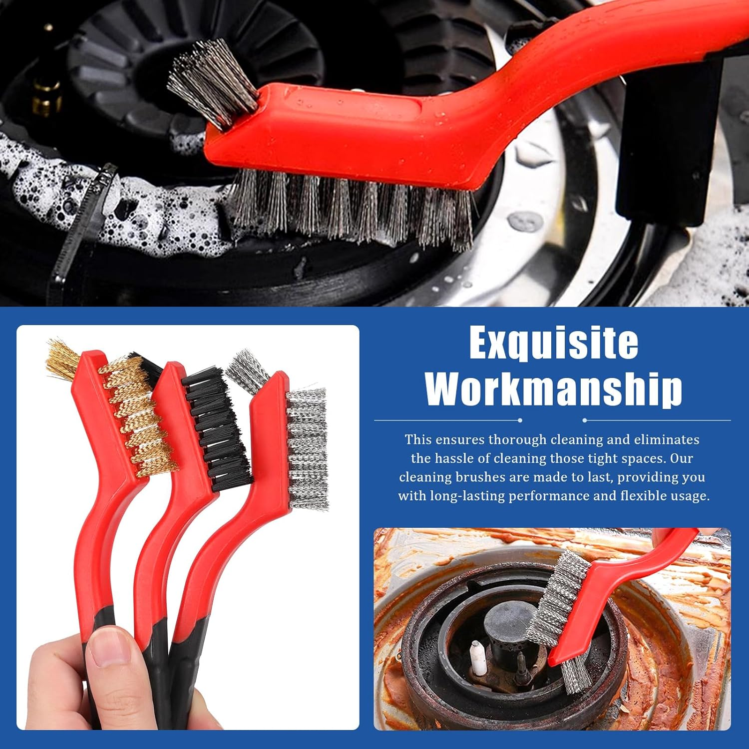 Glarks 20Pcs 3 Styles Crevice Cleaning Brush Set, Hard Bristle Cleaning Supplies, Multifunctional Hard Bristle Gap Cleaning Brush Tools, Gap Cleaning Brush for Groove Window Tracks Bathroom Kitchen image number 3