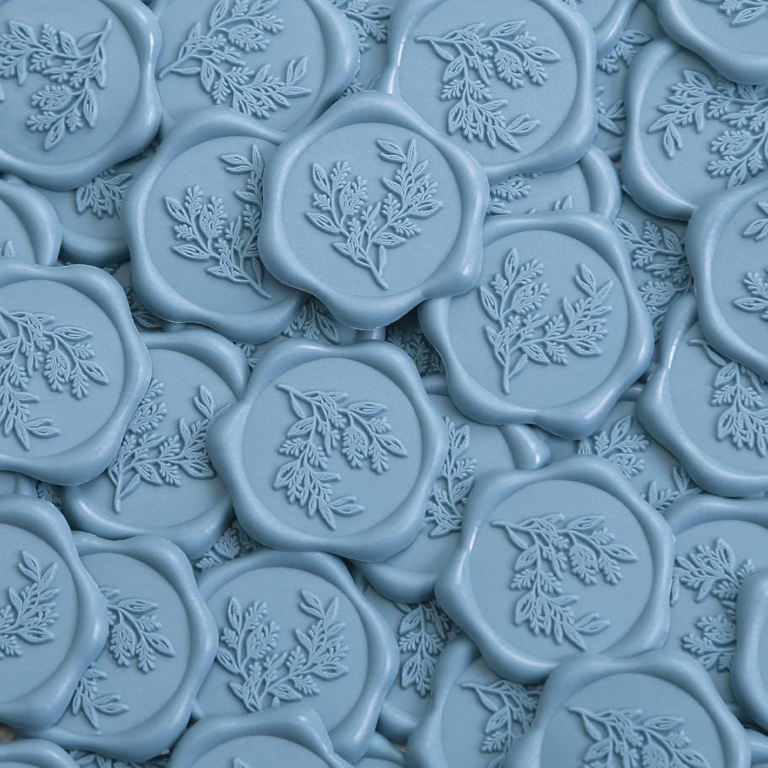 50Pcs Wax Seal Stickers, Blue Eucalyptus Envelope Seal Stickers, Self-Adhesive Light Stickers, Perfect for Wedding Party Birthday Invitation Christmas Wrapping Greeting Cards (Blue) image number 1