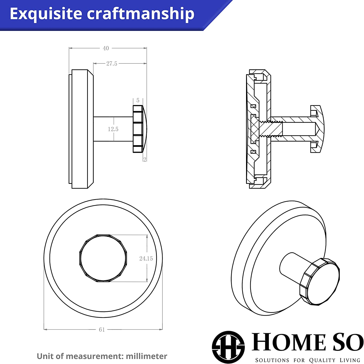 HOME so Robe Hooks Brushed Nickel 2Pk