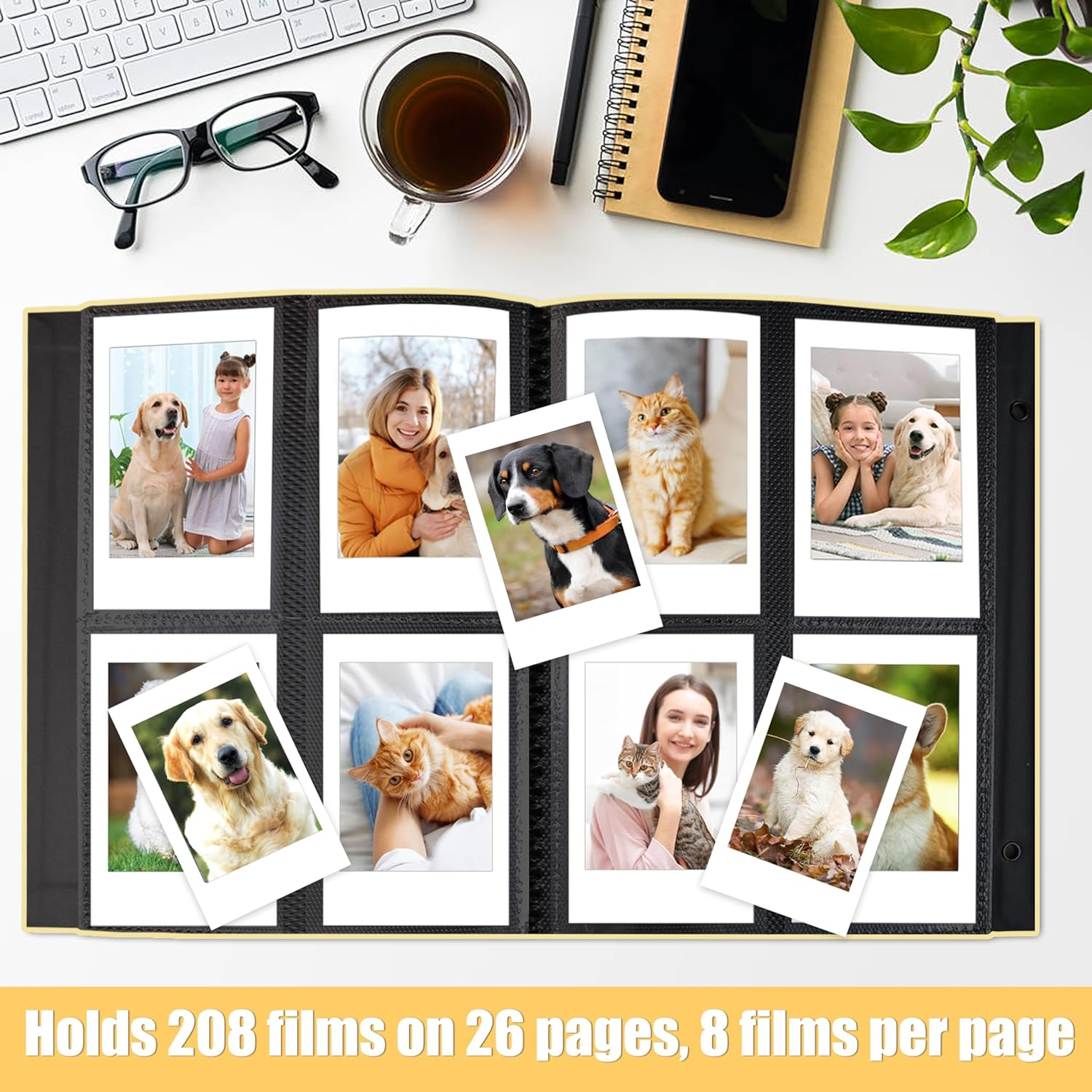Meunmro 208 Pockets Mini Photo Albums, Linen Cover Polaroid Photo Albums Fits for Fujifilm Instax Mini 7S 8 8+ 9 25 26 50S 70 90, 3-Inch Film (Beige) - Grey image number 3