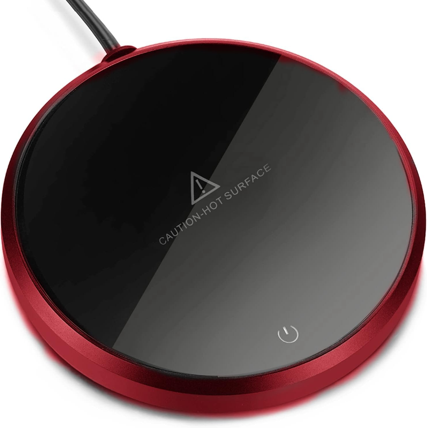 Coffee Mug Warmer, Auto-Shutoff Cup Warmer for Home Office Desk Use, Electric Beverage Warmer Heating Plate for Tea, Water, Cocoa, Milk (Red-Round)