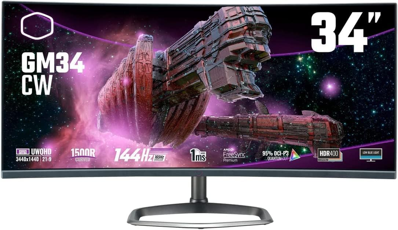 Cooler Master Curved Series 144Hz VA QD Tech Ultra-Wqhd 34-Inch Gaming Monitor, Black image number 1