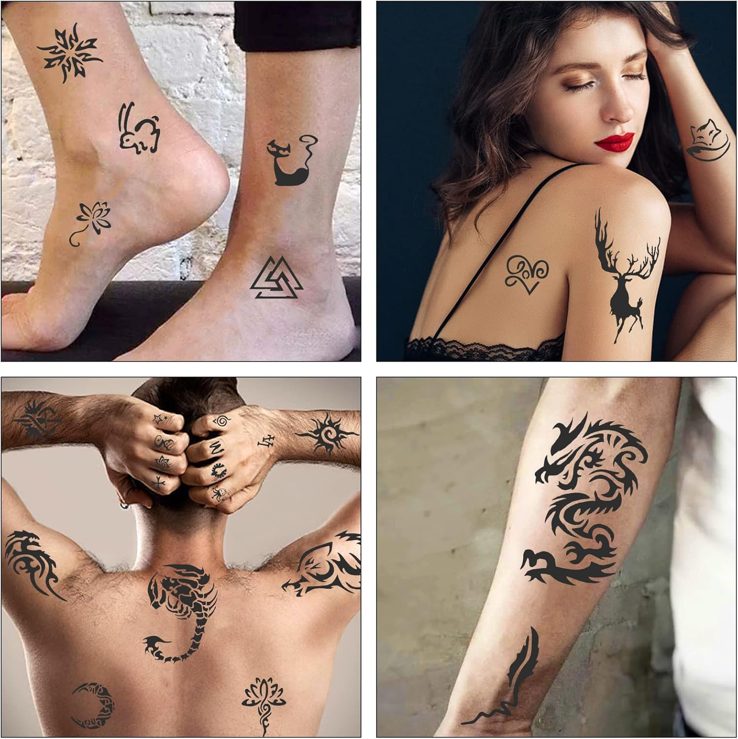 FANOST 24 Sheets Tattoo Stencils for Kids Teens Adults, Henna Tattoo Stencil Kit, 400Pcs Tattoos Design, Tattoo Stencil for Real Tattoos, Airbrush Tattoo Stencils, Henna Stencil for Face Hand Finger image number 2