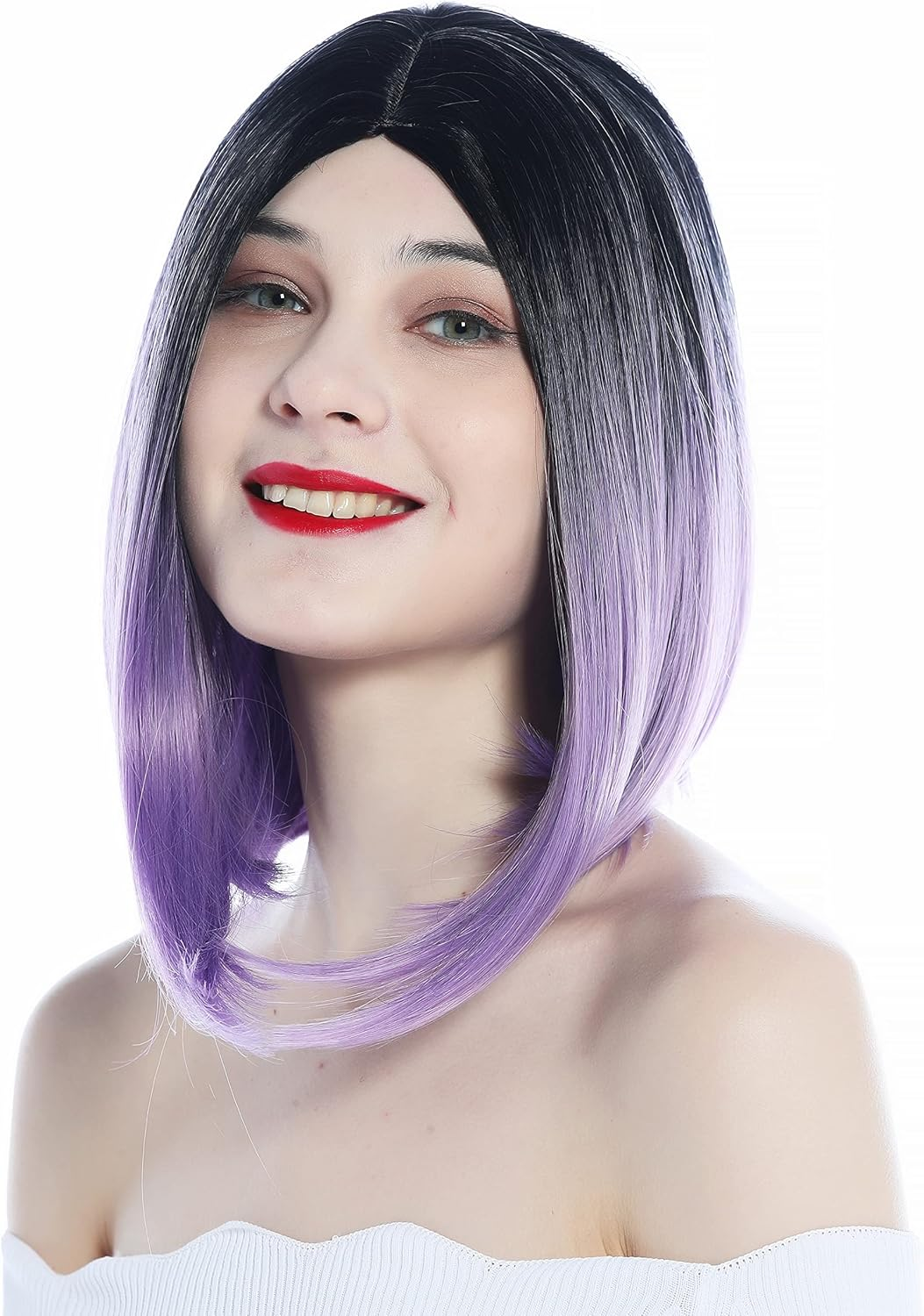 WIG ME up - SZL0700-1B/3834 Women'S Wig Short Long Bob Clavi Cut Ombre Black Purple Middle Parting image number 1