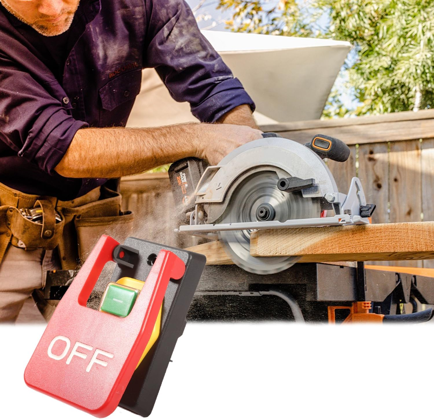 Red Cover Emergency Stop Push Button Electromagnetic Start Replace Parts Easily Install AC250V 16A Weatherproof, 5 Pin image number 1