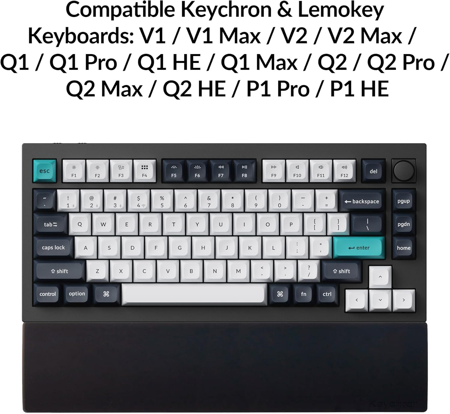 Keychron Silicone Palm Rest Black, Ergonomic Wrist Rest for Mechanical Keyboard V1/V1 Max/V2/V2 Max/Q9/Q1/Q1 Pro/Q1 HE/Q1 Max/Q2/Q2 Pro/Q2 Max/Q2 HE/P1/P1 PRO/P1 HE (PR47) image number 4