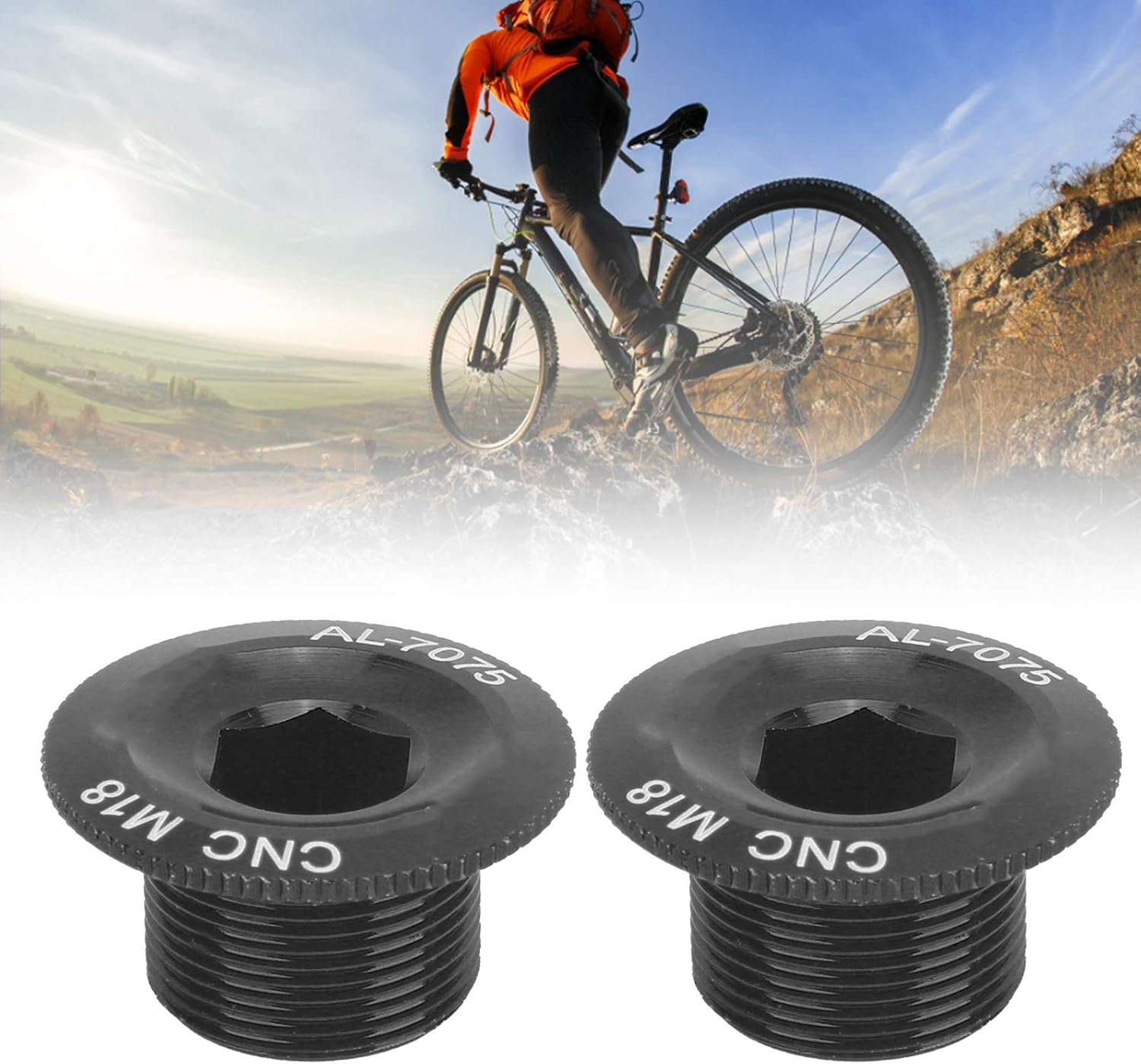 Bike Crank Arm Bolts, Crank Screw Cap Aluminum Alloy Crank Cap for Bike Bicycle(M18 Black) image number 4