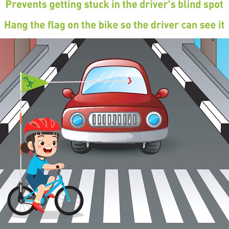 6Ft Adjustable Bicycle Safety Flag,Waterproof,Tear-Resistant Reflective Material for Improved Visibility, Suitable for Bicycles,Wheelchairs Etc (Bright Colours) image number 2