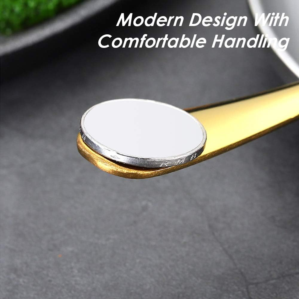 Set of 12, Gold Plated Stainless Steel Dinner Forks and Spoons, Sourceton Heavy-Duty Forks (8 Inch) and Spoons (7 Inch) Cutlery Set- Gold image number 5