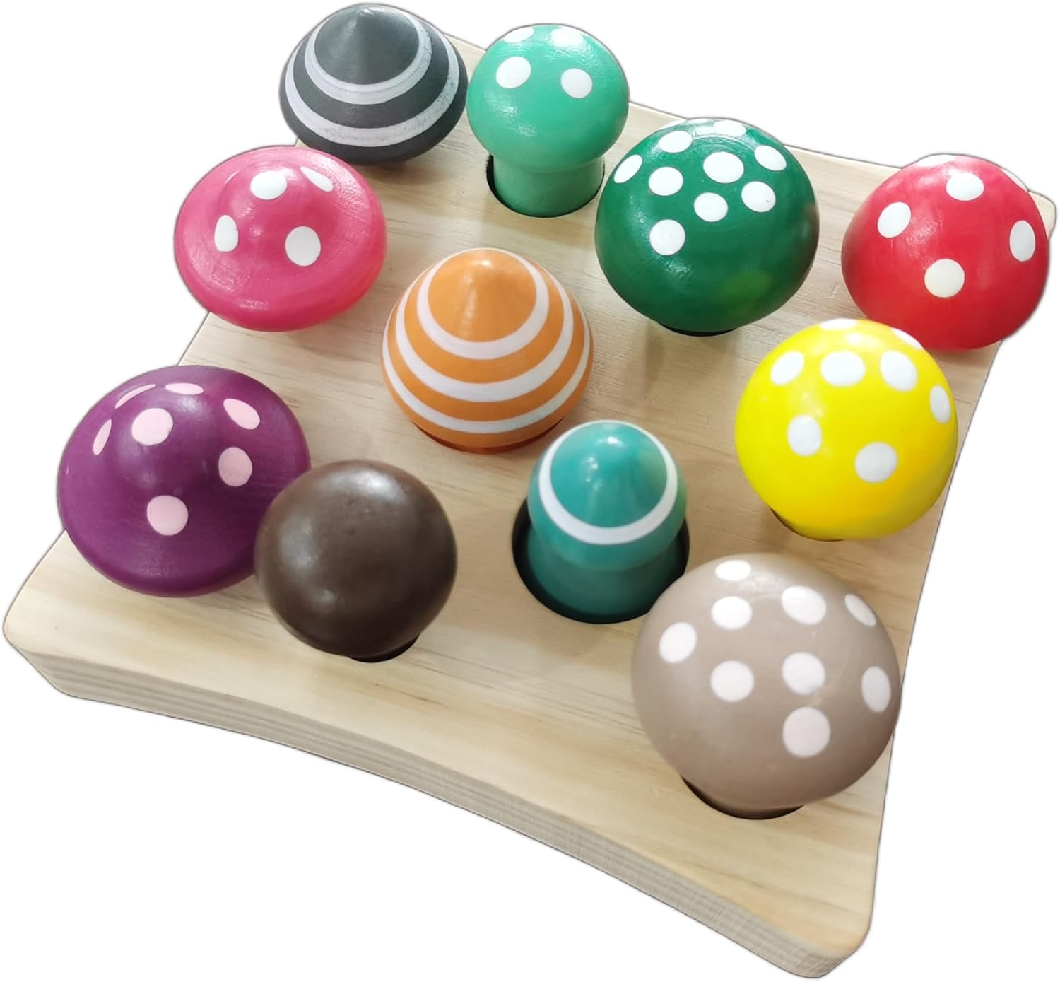 Toddler Montessori Wooden Mushroom Picking Games,Montessori Counting & Shape Sorting Educational Toys for Baby Boys Girls Gifts,Rainbow Wooden Mushroom Puzzle Toys for Toddler 1 2 3 Years Old image number 1