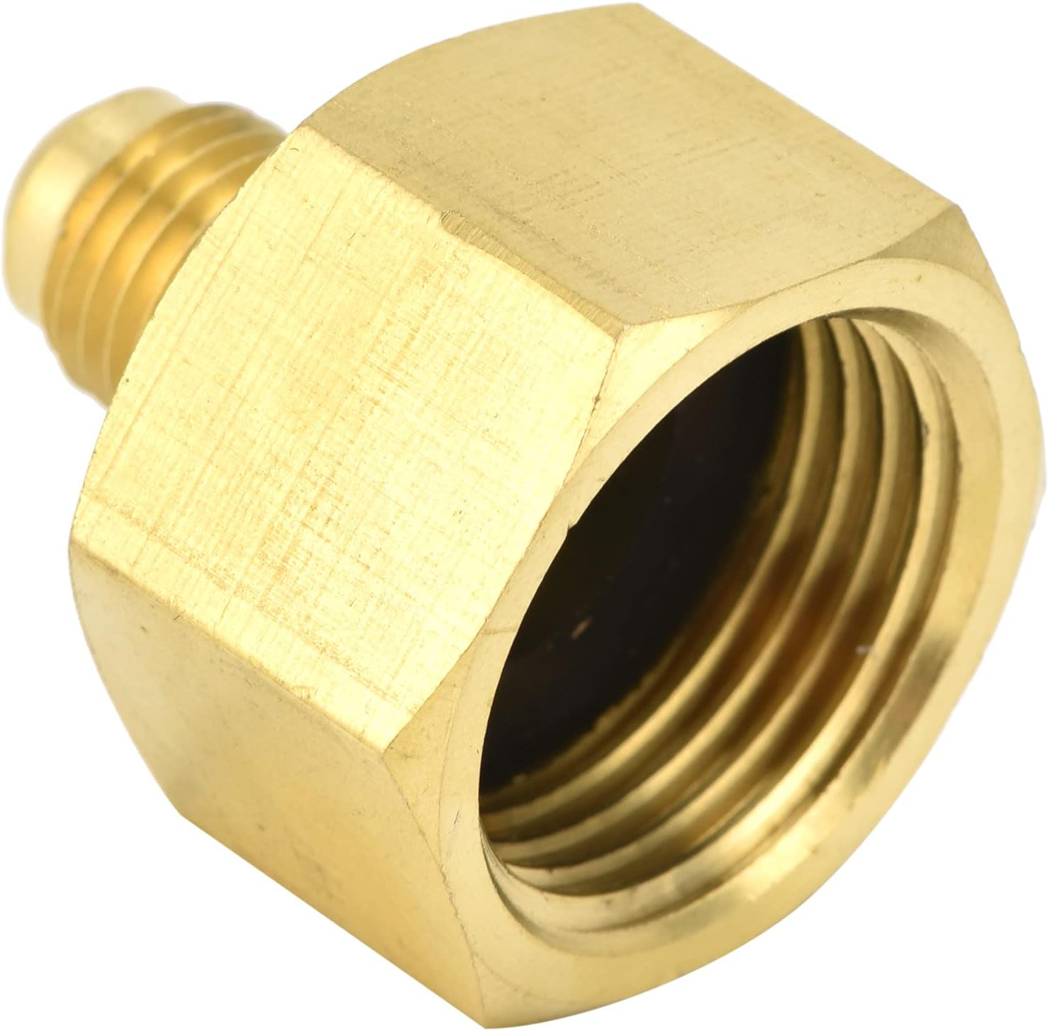 W21 1/4 SAE Air Conditioning Refrigerant Adapter Brass for R32 R134A R407A R404A R422D R507 R417A R437A R407F 21Mm outside Thread for AC and Refrigeration Systems image number 6
