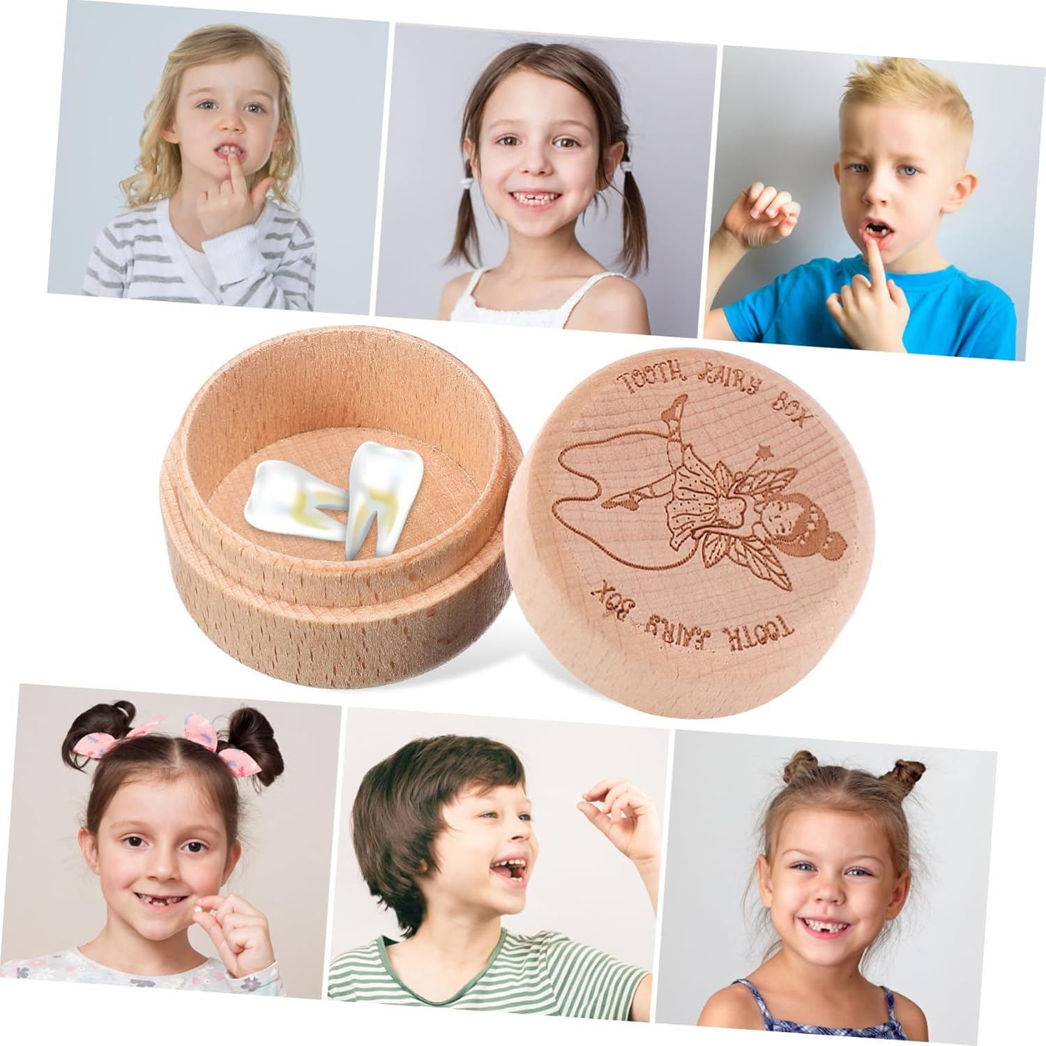 Cabilock S First Tooth Box Wooden Tooth Holder Safe Natural Material for Year Old Boy Girl Keepsake for Changing image number 2