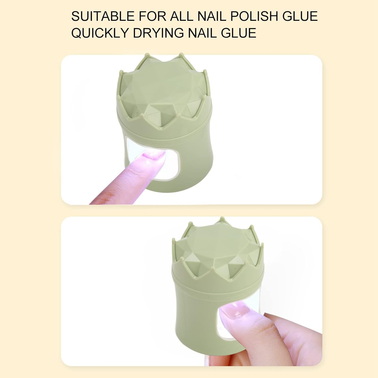 Mini Nail Polish Gel Dryer Soft Lighting Portable Nail Gel Curing Lamp 6Pcs Light Chips (Green) image number 1