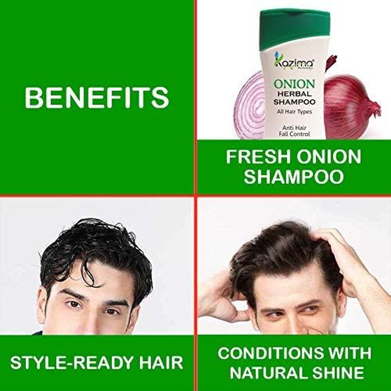 KAZIMA ONION HERBAL Shampoo 200ML + anti Dandruff Control Conditioner (200Ml) with Multi Vitamins & Milk Proteins (All Types of Hair) image number 2