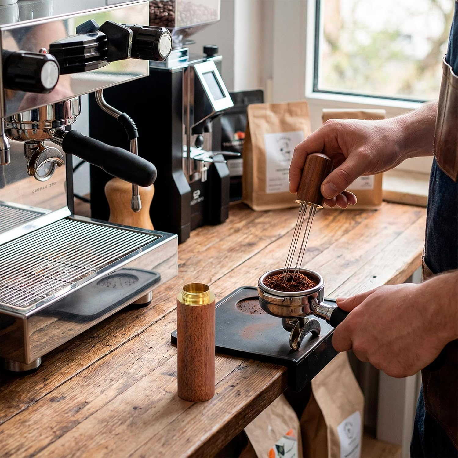 Espresso WDT Tool Coffee Stirring Distributor, Upgraded 6 Needle 0.3Mm Espresso Needle Tool with Stainless Steel Pins for Even Extraction Home Barista Cafe Use image number 2