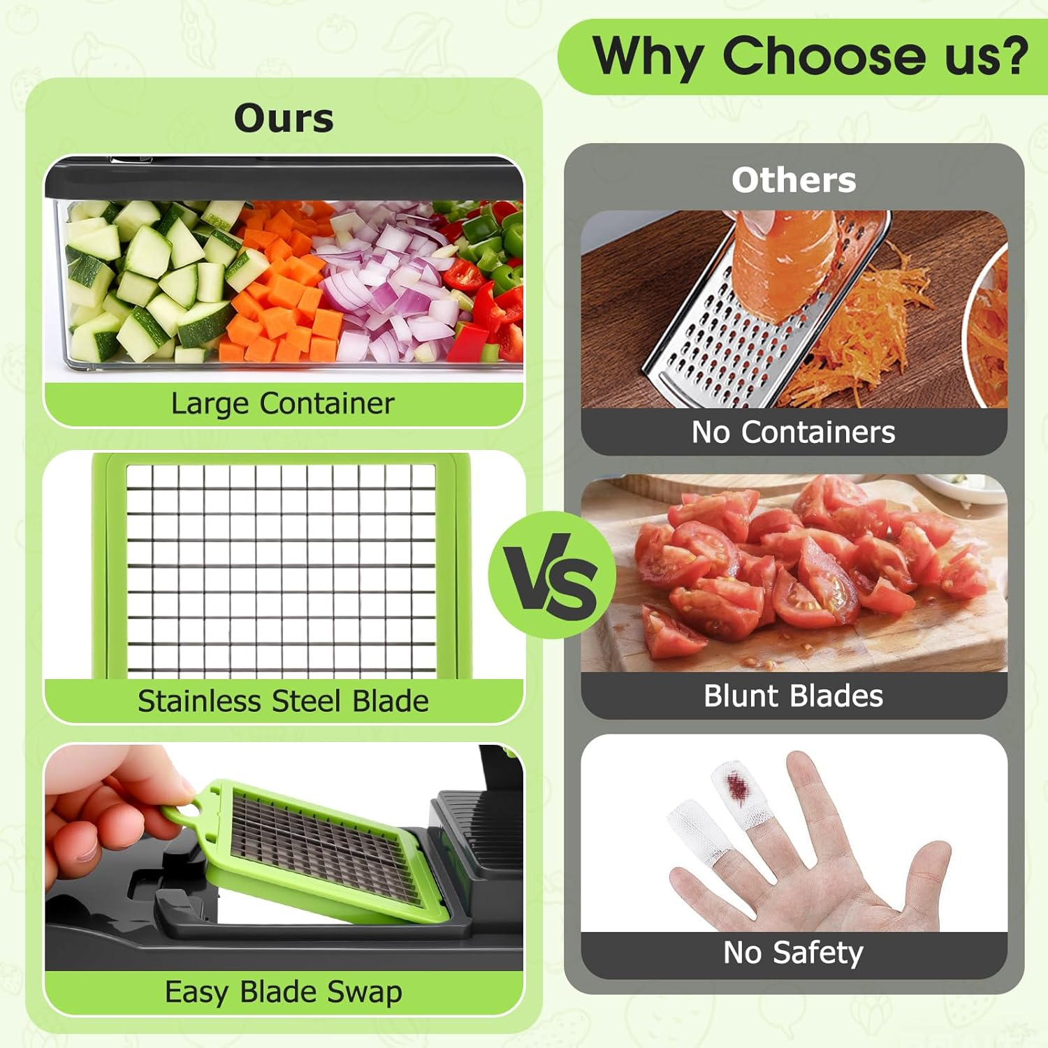 WODHMIEY Vegetable Chopper Cutter Slicer, 14-In-1 Multifunctional Food Veggie Onion Potato Fruit Dicer with Container, Cheese Grater, 8 Interchangable Blades, Kitchen Tools Gadgets image number 1