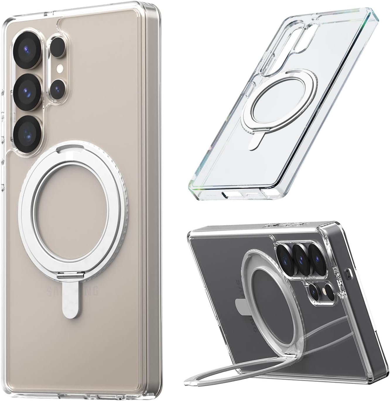 Araree Galaxy S25 Ultra Clear Case, DUPLE M Stand [Compatible with Qi2/Magsafe 360 Degree Rotating Ring Stand, US Military MIL Specification, Shock-Resistant, Polycarbonate Back, Shock Absorption TPU image number 6