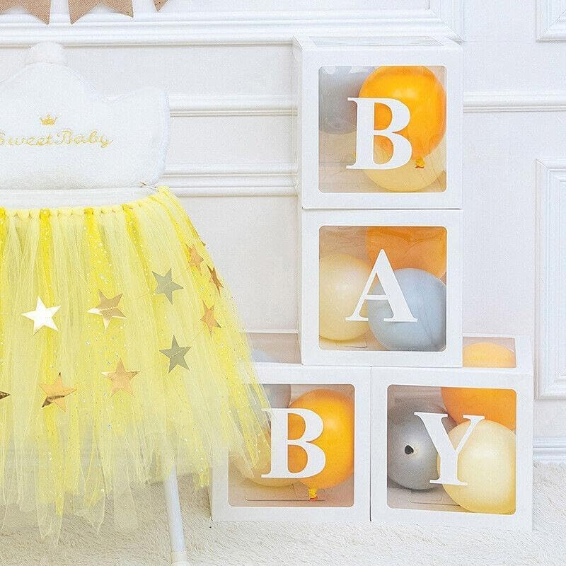 3/4PCS ONE Baby Transparent Balloon Box Girls Boys Shower 1St Birthday Party, Customizable with Letters, Pink, 11.8" Cubes - One image number 5