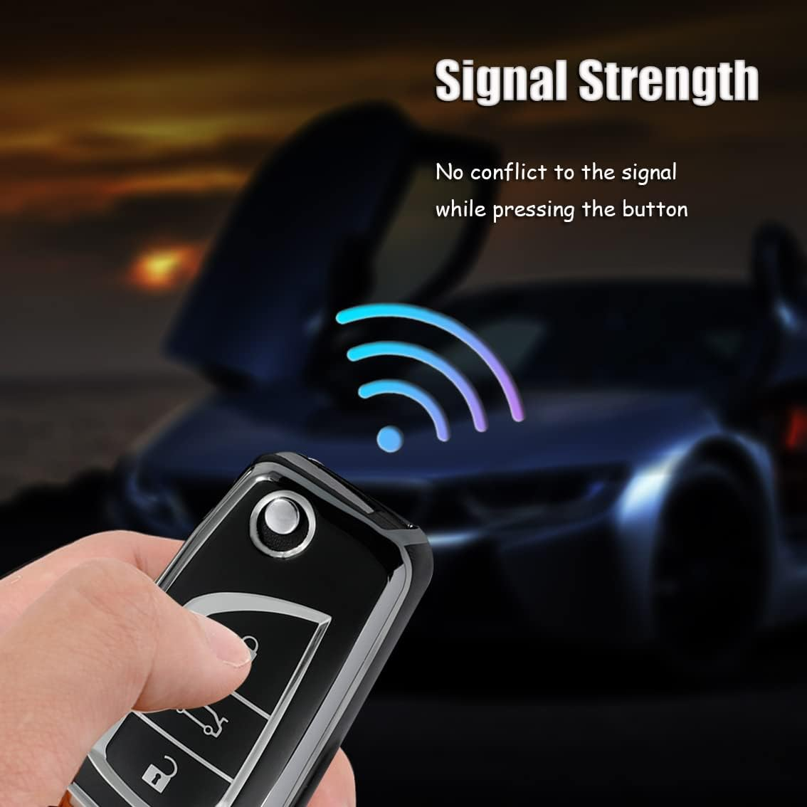 TPU Flip Car Key Fob Cover Fit for Toyota Aygo Yaris Corolla Auris Avensis Hilux Rav4 2010-2020 Key Case Shell Key Holder Bag Keychain Keyring Decoration Accessories 2 Buttons White image number 2