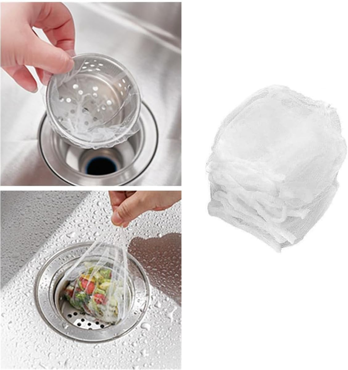 Kitchen Sink Strainer Mesh Bag-100 PCS Mesh Sink Drain Strainer Bags,Elastic Anti-Clogging Sink Filter for Sink Drain Strainer Collecting Kitchen Waste Garbage Leftover Food