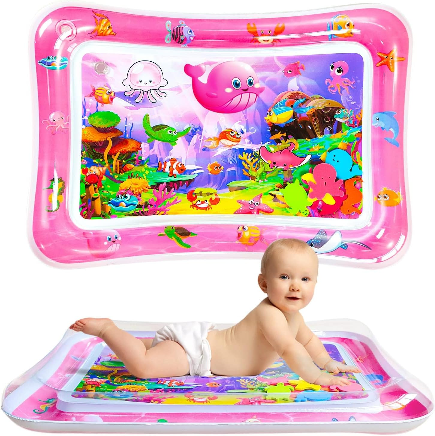 Inflatable Tummy Time Mat Premium Baby Water Play Mat for Infants and Toddlers Baby Toys for 3 to 24 Months Girls and Boys, Strengthen Your Baby'S Muscles, Water Play Mat Portable