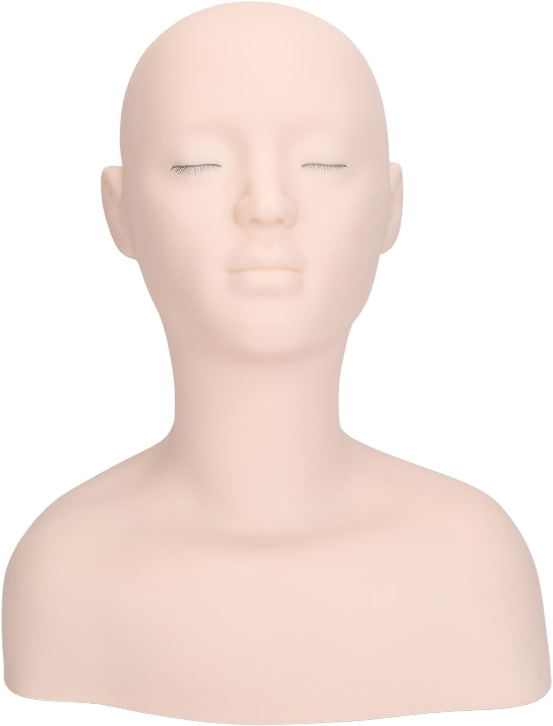 Cosmetic Mannequin Head Shoulder Elasticity Eyelash Skincare Practice Sample PVC Soft Rubber Chemical Fibre Half Body Makeup Display Training Tool image number 6