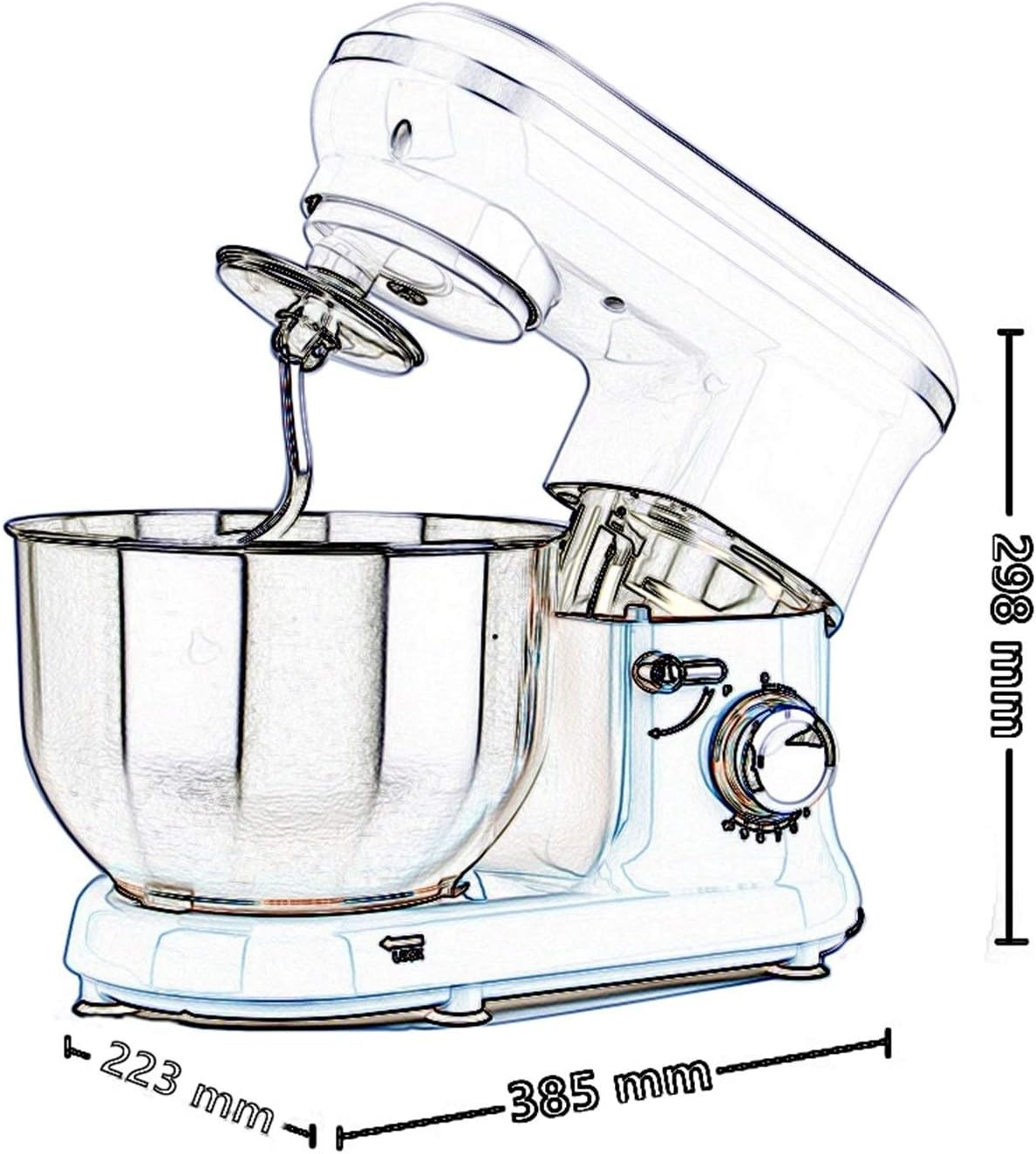 1300W Stand Mixer with 5.5L Bowl 10 Speed Kitchen Blenders Includes Dough Hook Whisk Beater for Wheaten Food Salad Cake (Color : White) image number 2