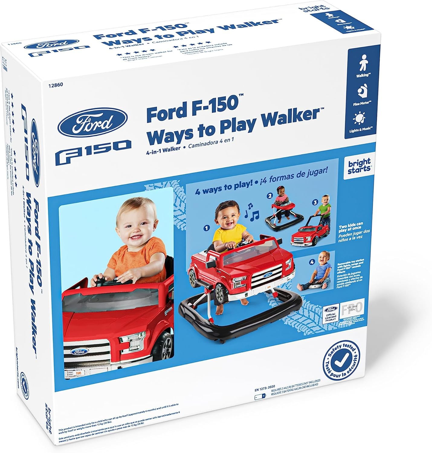 Bright Starts Ways to Play Walker&trade; - Ford F-150, Rapid Red, 4-In-1 Walker Ages 6 Months+ image number 2