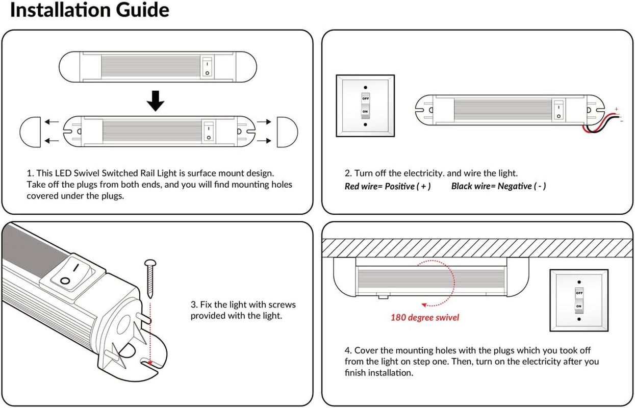 Dream Lighting 12V LED Rail Strip Lights 6 Inches Switched Aluminum Swivel Bar Lamp 156Mmcool White LED under Cabinet Rotating Lighting for RV Motorhome Caravan Boat Marine Yacht Pack of 2 image number 1