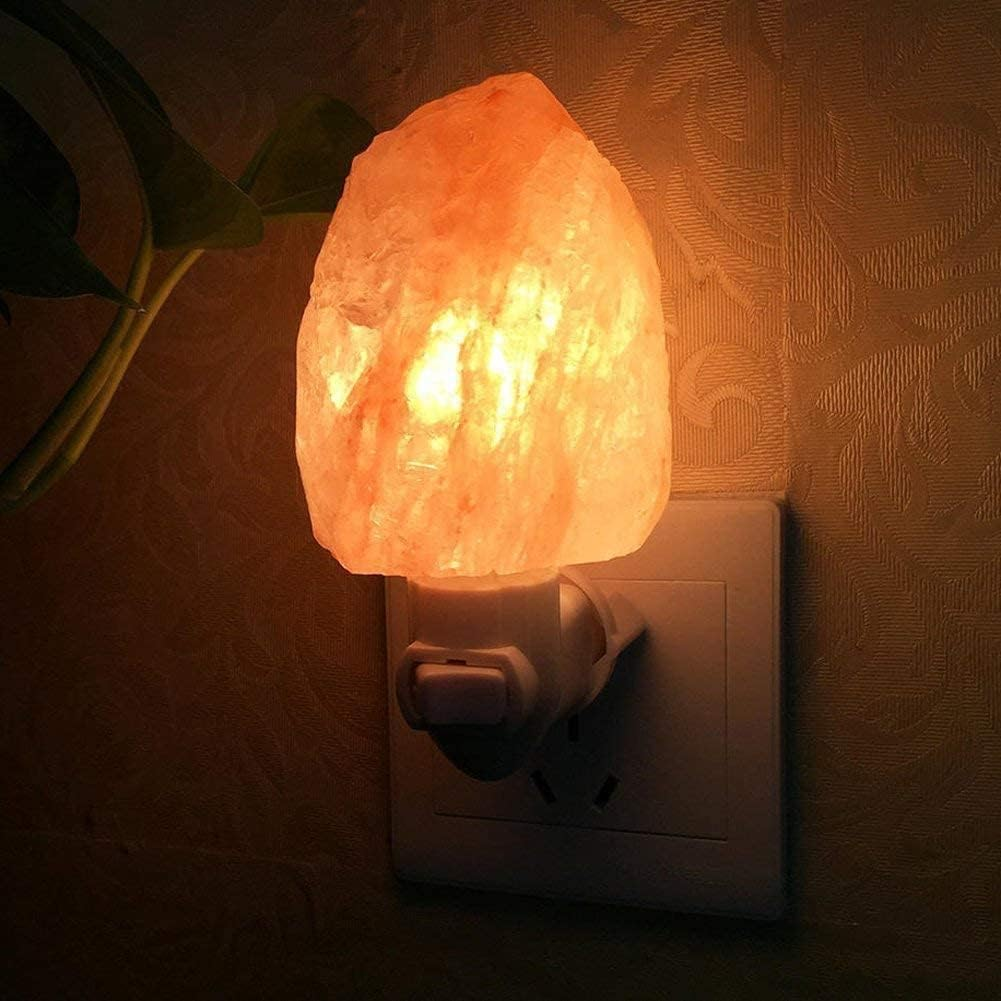 2 Pack Himalayan Salt Lamp Salt Rock Hand Carved Natural Amber Natural Crystal Salt Rock Lamps for Bedrooms Night Light Plug Wall Light Air Purifying Lighting/Decor AU Plug (2 PACK, Natural Salt Lamp) image number 6