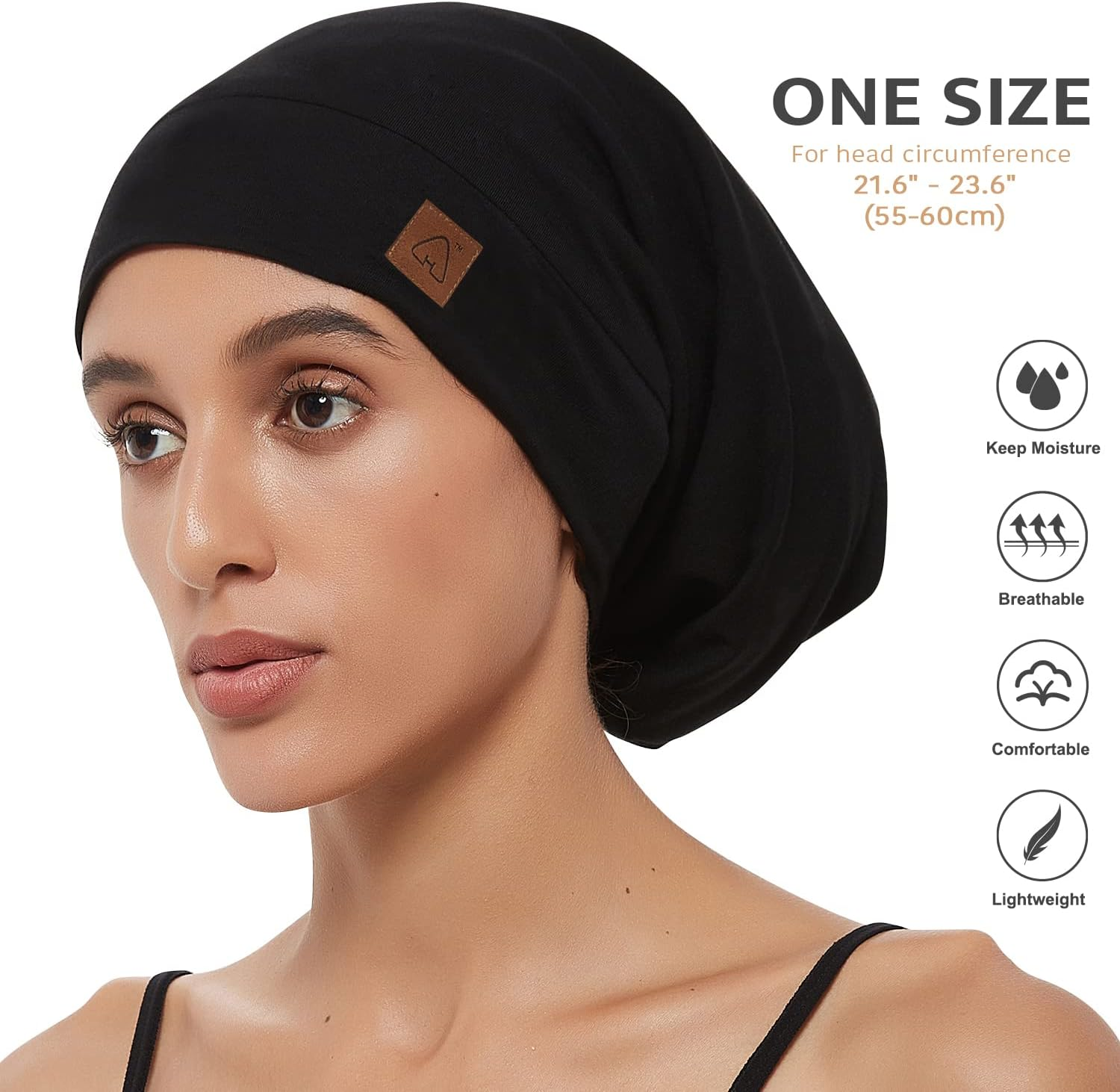 Hat Hut Silk Satin Lined Sleep Cap Bonnet for Curly Hair, Adjustable Satin Hair Wrap for Sleeping image number 2