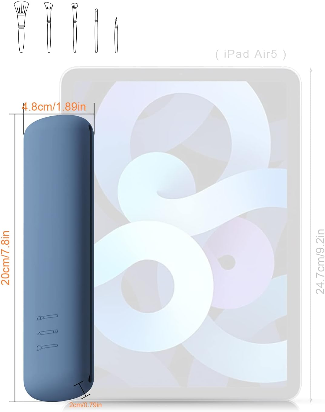 BEZOX Travel Makeup Brush Holder with Strong Magnetic Buckle, Silicone Make up Brush Pouch Case, Cosmetic Brush Mini Bag - Blue image number 5