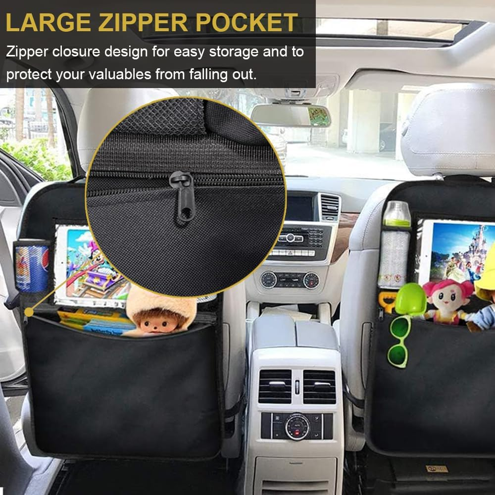Car Seat Organizer 2 Pack Backseat Car Organizer, Kick Mats Back Seat Protector with Touch Screen Tablet Holder, Back Seat Organizer for Kids, Road Trip Essential image number 6