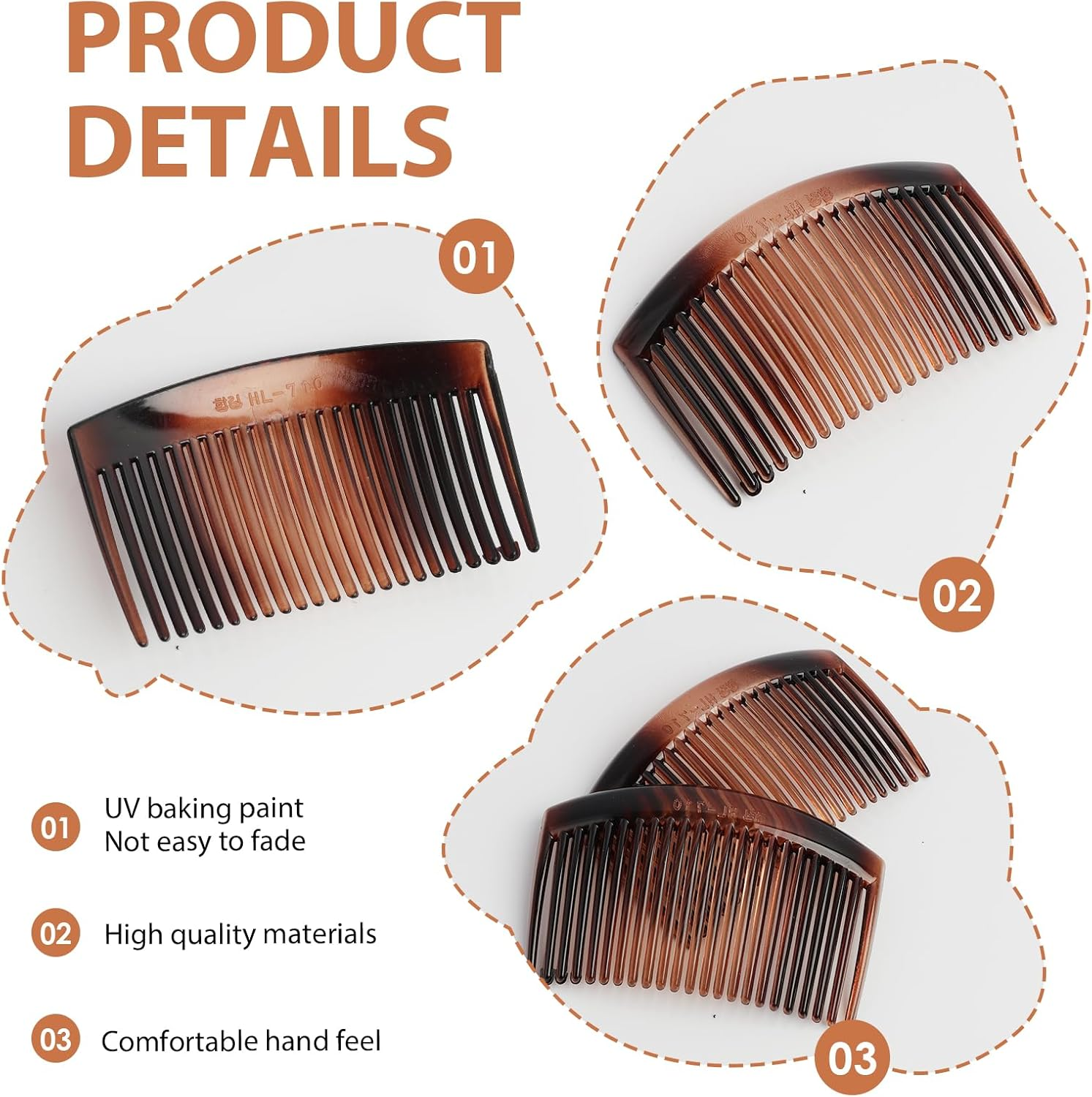 519H Hair Comb Set of 2 Hair Combs in Havana Brown, Approx. 10 X 5 Cm, Straight Teeth, High-Quality Comb from China, Ideal for Everyday and Professional Use image number 4