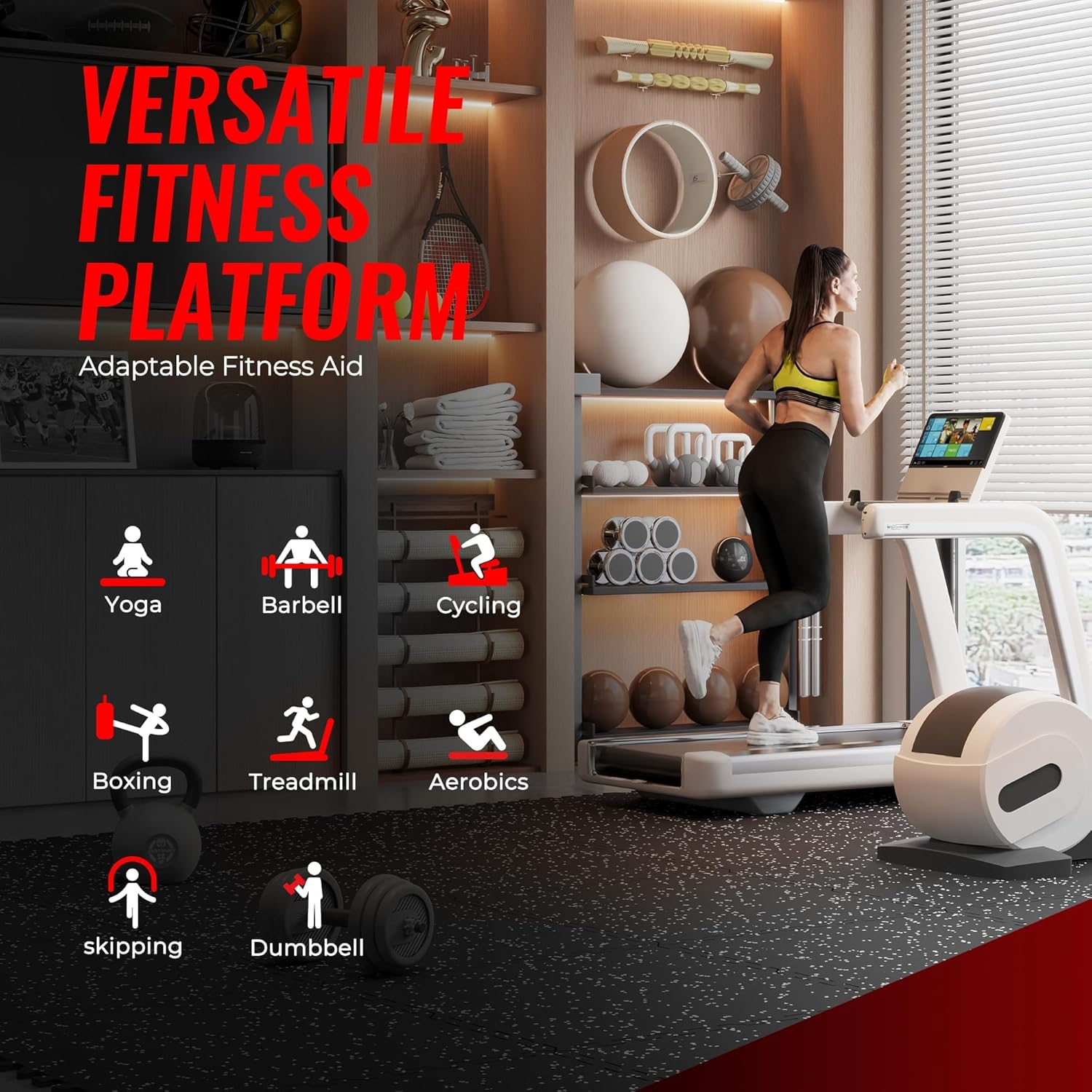 2CM Extra Thick Exercise Equipment Mats, 12 Pcs 60X60Cm Rubber Top with High Density EVA Foam, Large Interlocking Puzzle Floor Protection Mat for Home Gym, Heavy Weight Workout image number 6